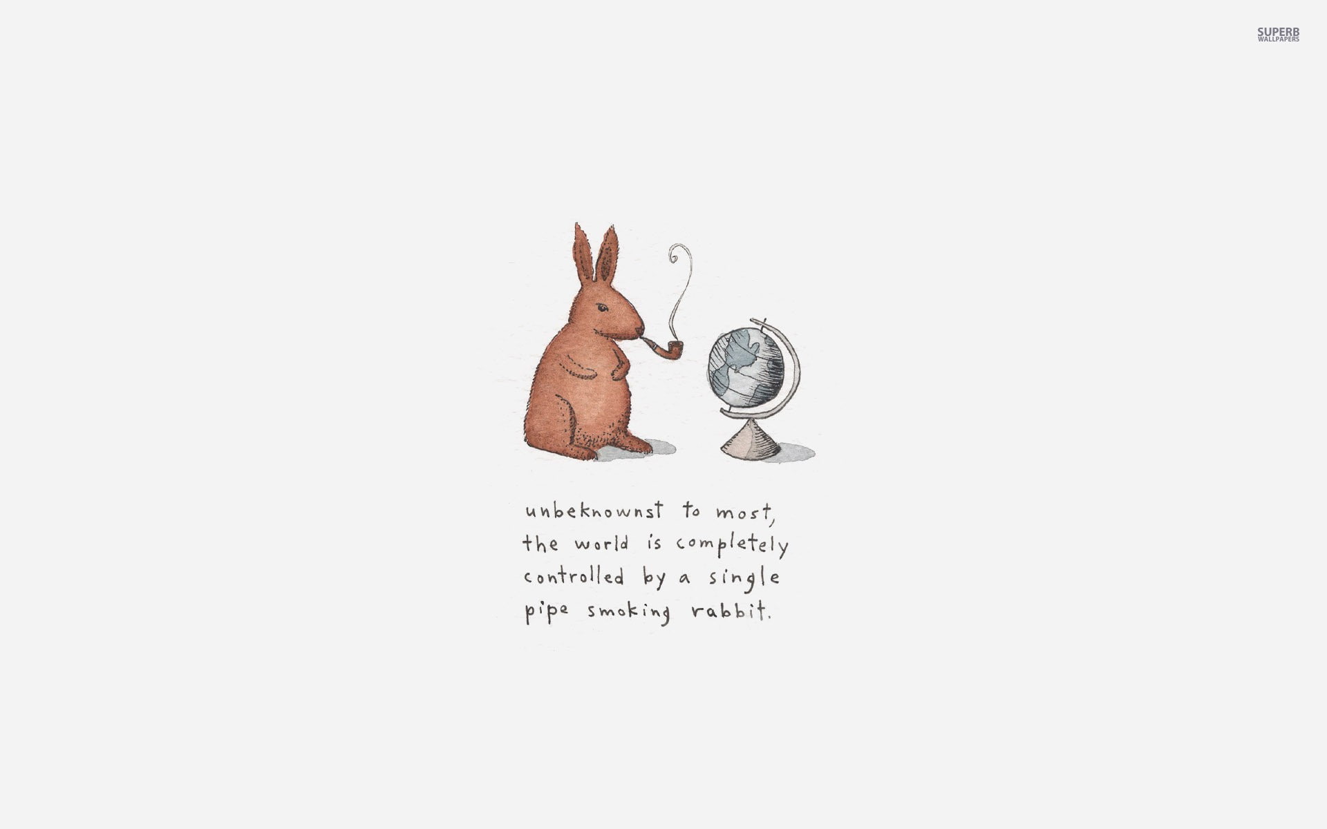 smoking, minimalism, 1080P, simple background, globes, pipes, rabbits, humor, HD Wallpaper
