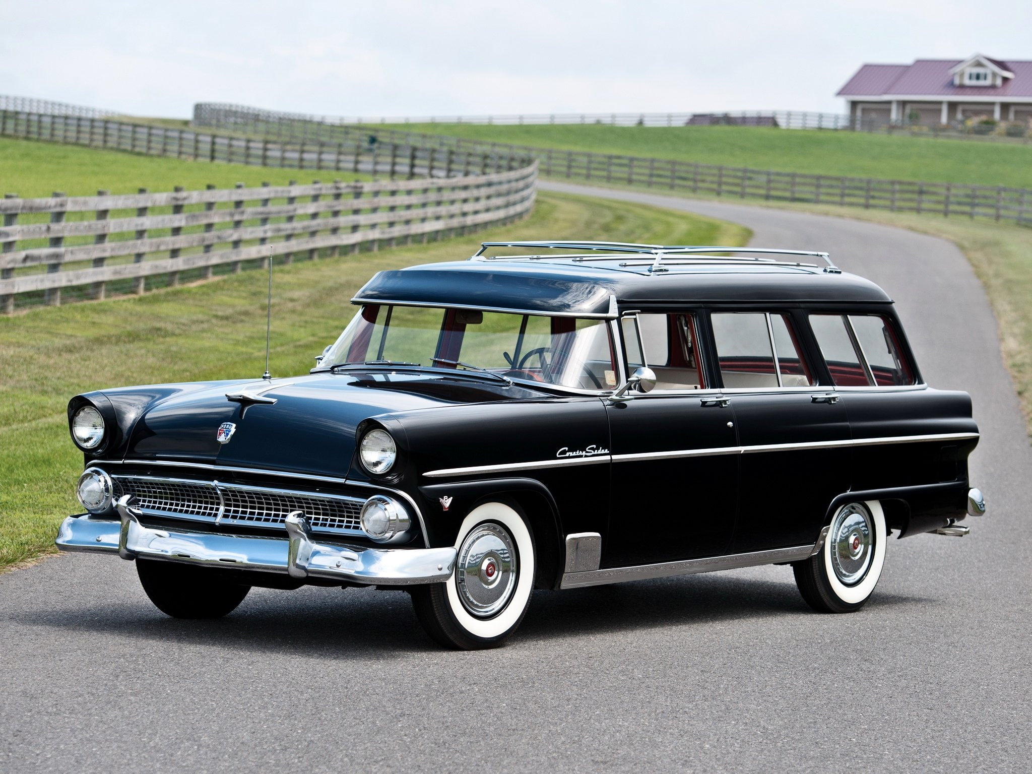 ford, classic, country, door, four, retro, vintage, wagon, 1955, usa, 1080P, old, sedan, HD Wallpaper