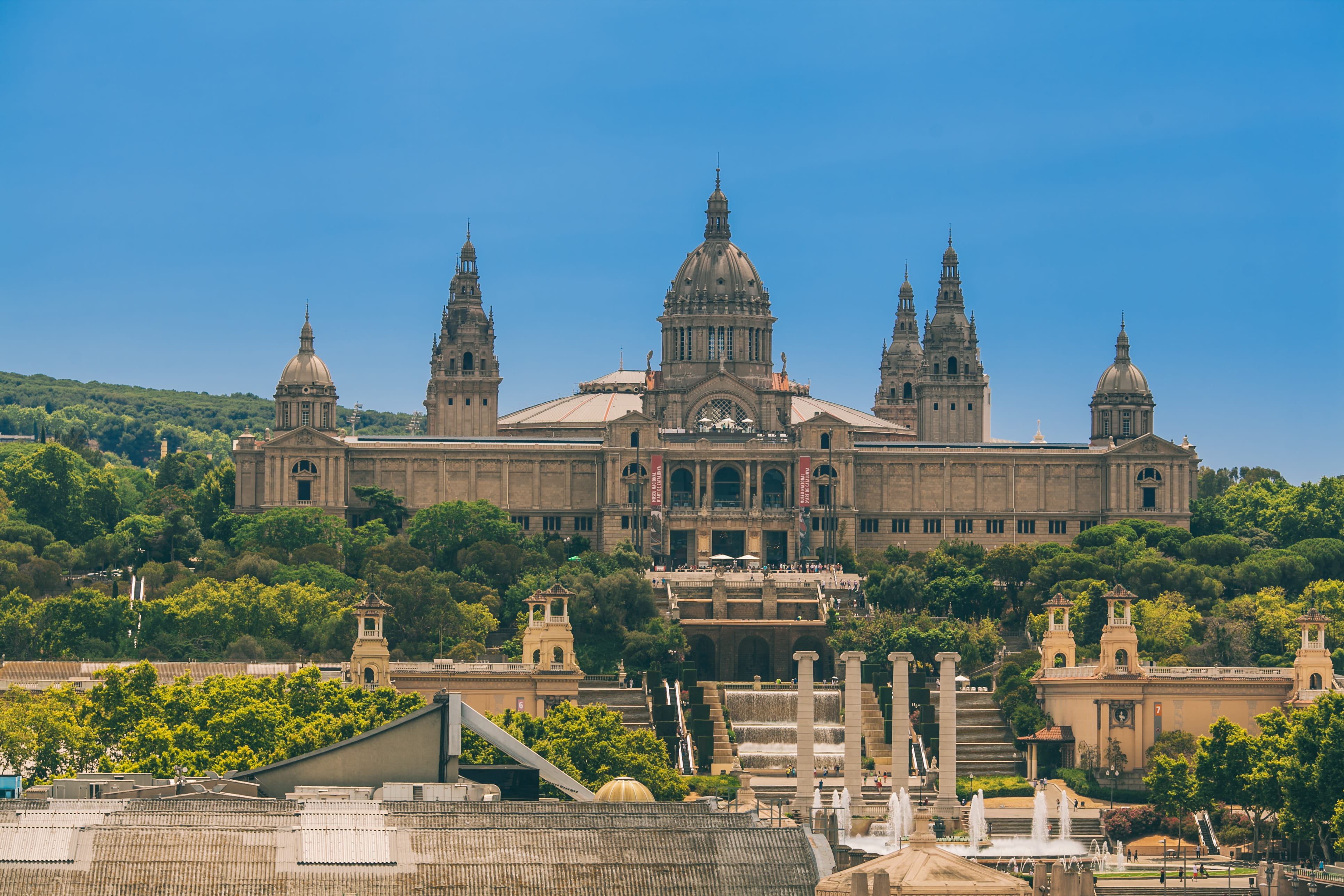 history, travel destinations, clear sky, national palace, tourism, palace, tree, spire, religion, day, city, outdoors, no people, building, architecture, HD Wallpaper