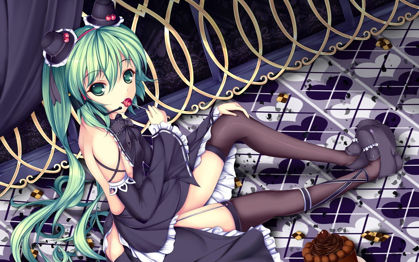 Hatsune Miku, px, art, Anime Girls, x, hd, anime, vocaloid, hatsune, candies, tail, 720P, girls, 1440x900 px, fairy, miku, HD Wallpaper