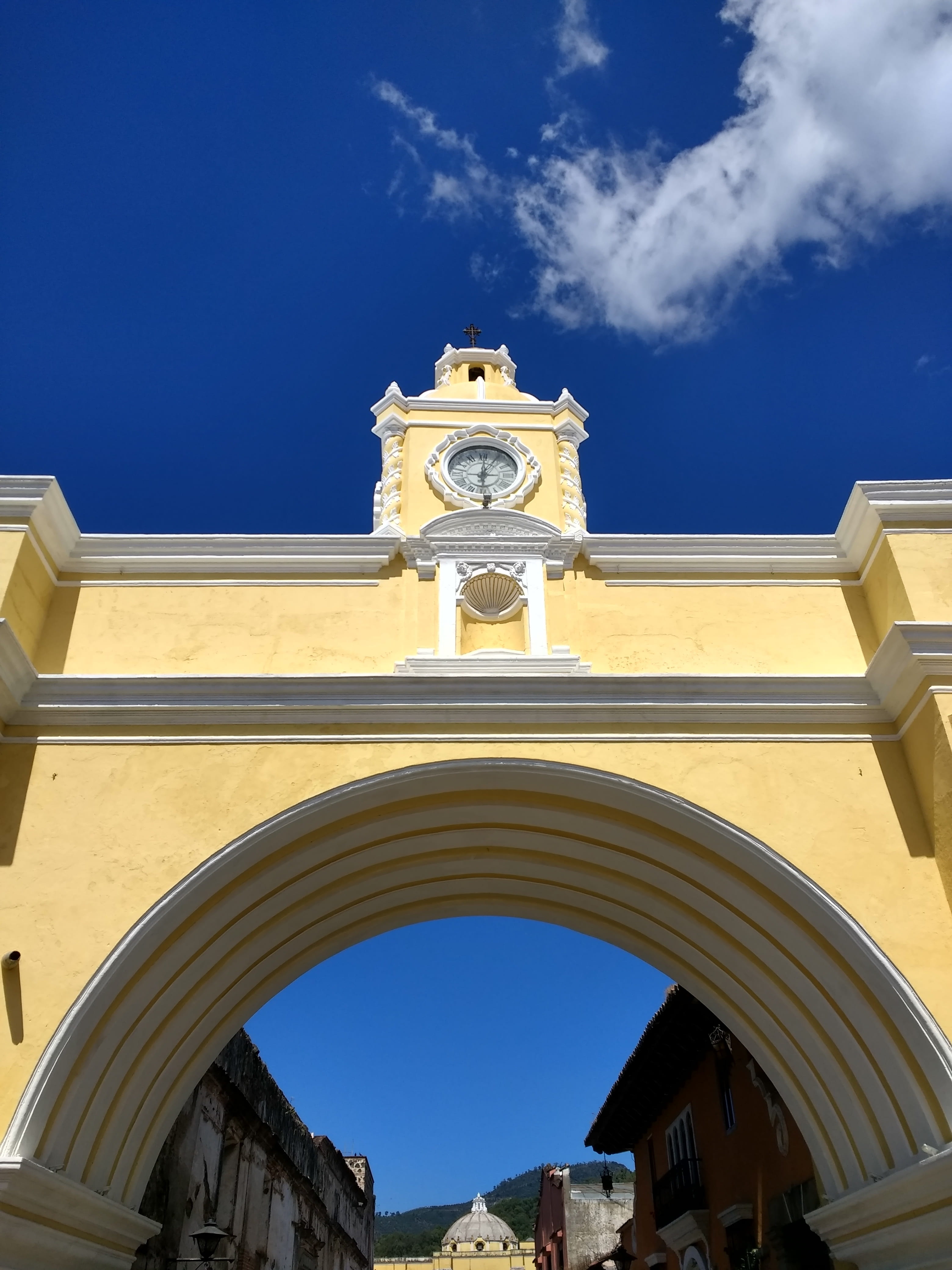 wall, arch, building exterior, monument, facade, yellow, tower, old building, 4K, no people, old, restored, clock tower, ceilings, clock face, light, history, Phone HD Wallpaper