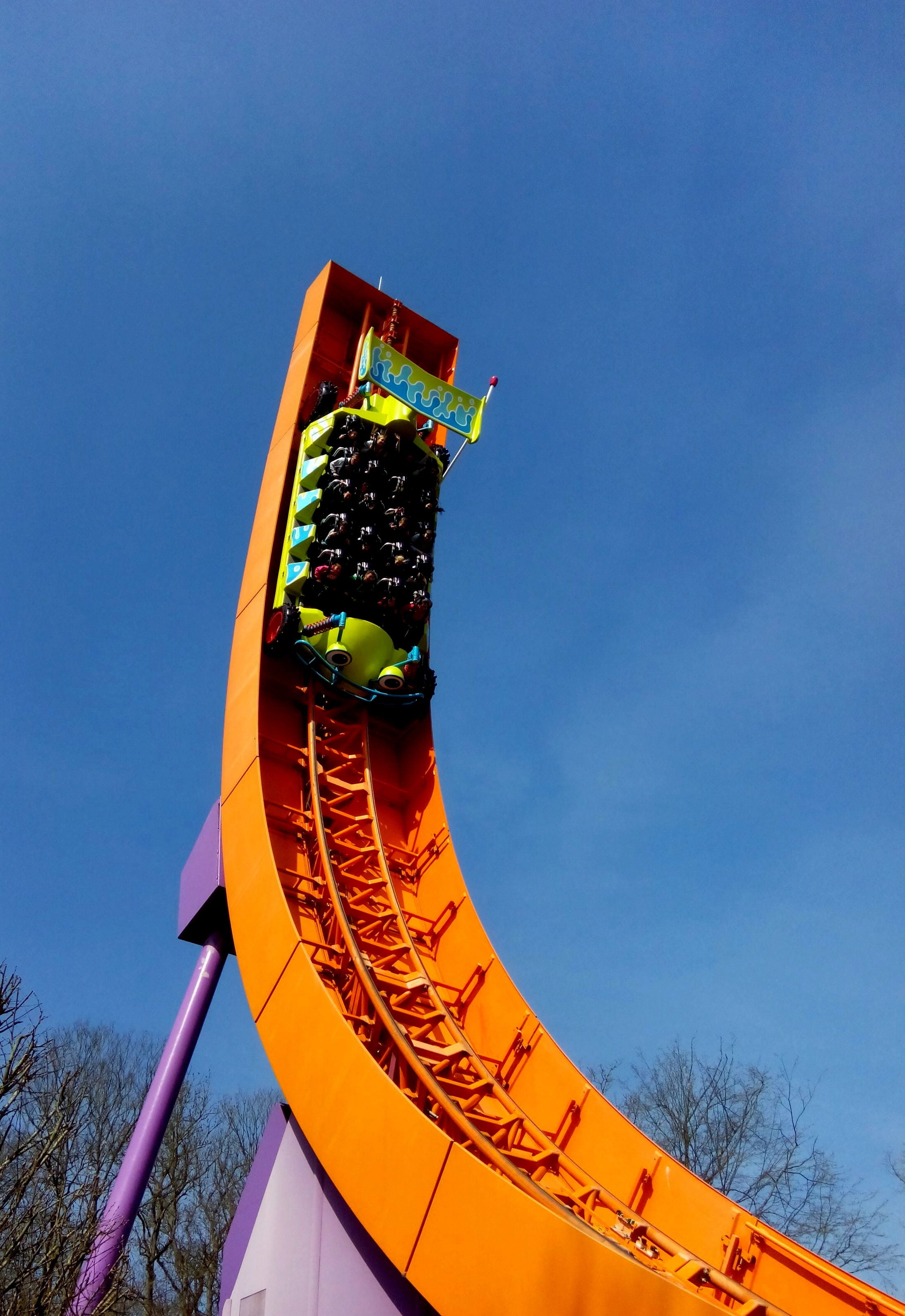 blue, coaster, joy, adventure, playground, architecture, outdoors, nature, entertainment, no people, thrill, plant, metal, sunlight, art and craft, loop, Phone HD Wallpaper