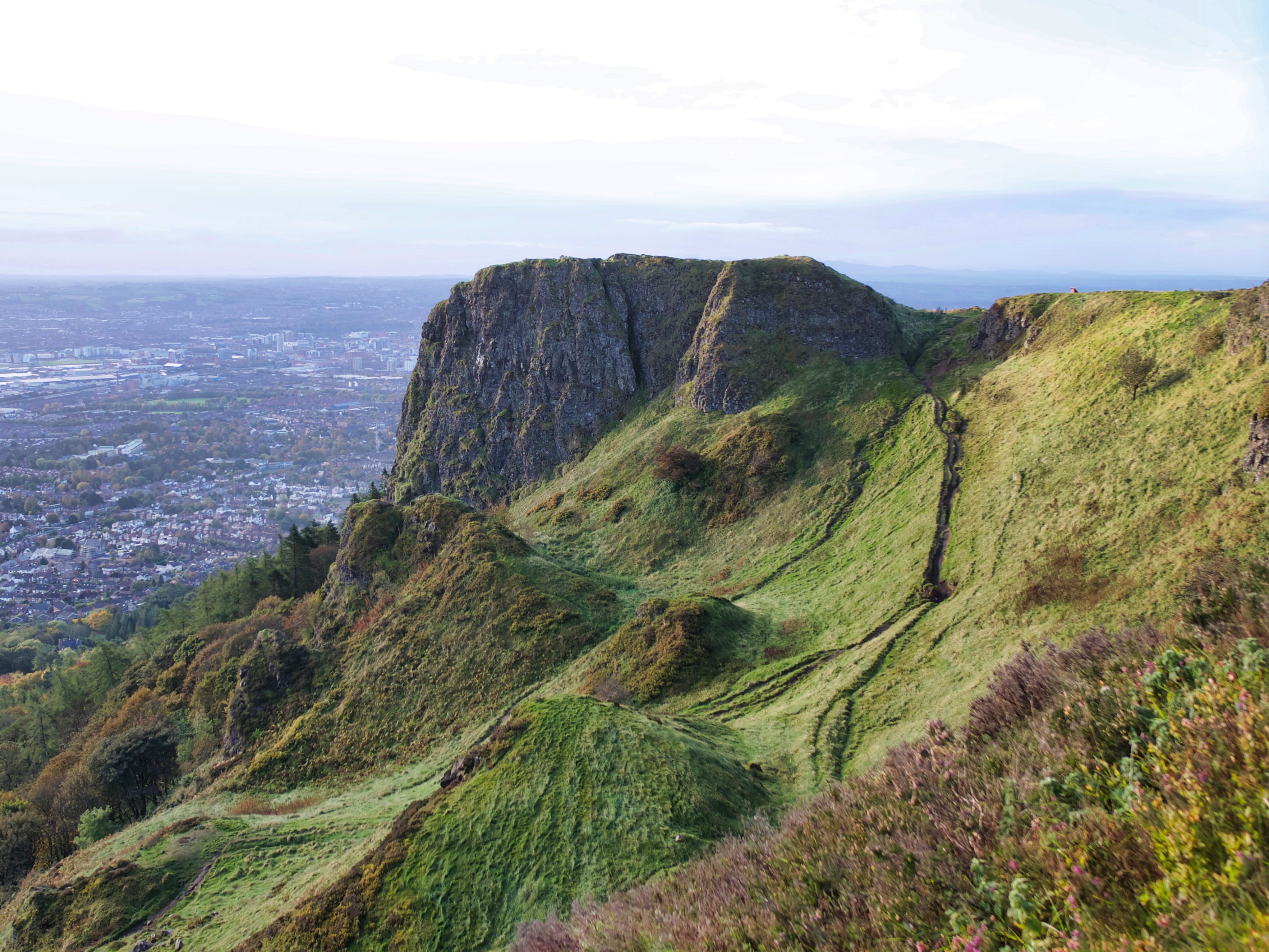 outdoors, tree, scenics - nature, land, landscape, 2K, sky, cloud - sky, green color, united kingdom, cavehill country park, belfast, tranquil scene, mountain, HD Wallpaper