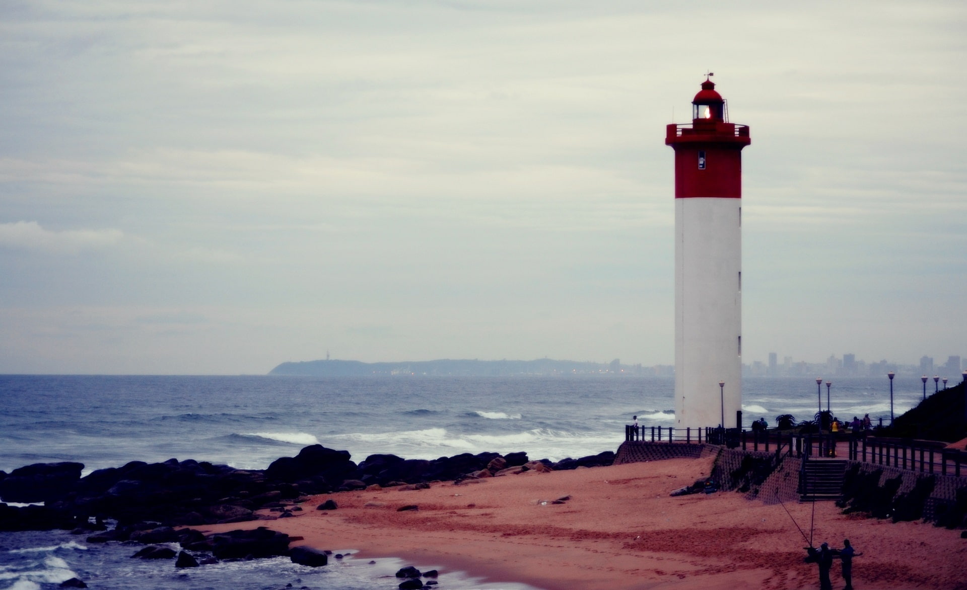 land, outdoors, lighthouse, 1080P, durban, sky, tower, security, horizon over water, building exterior, safety, guidance, protection, Nature, cloud - sky, HD Wallpaper