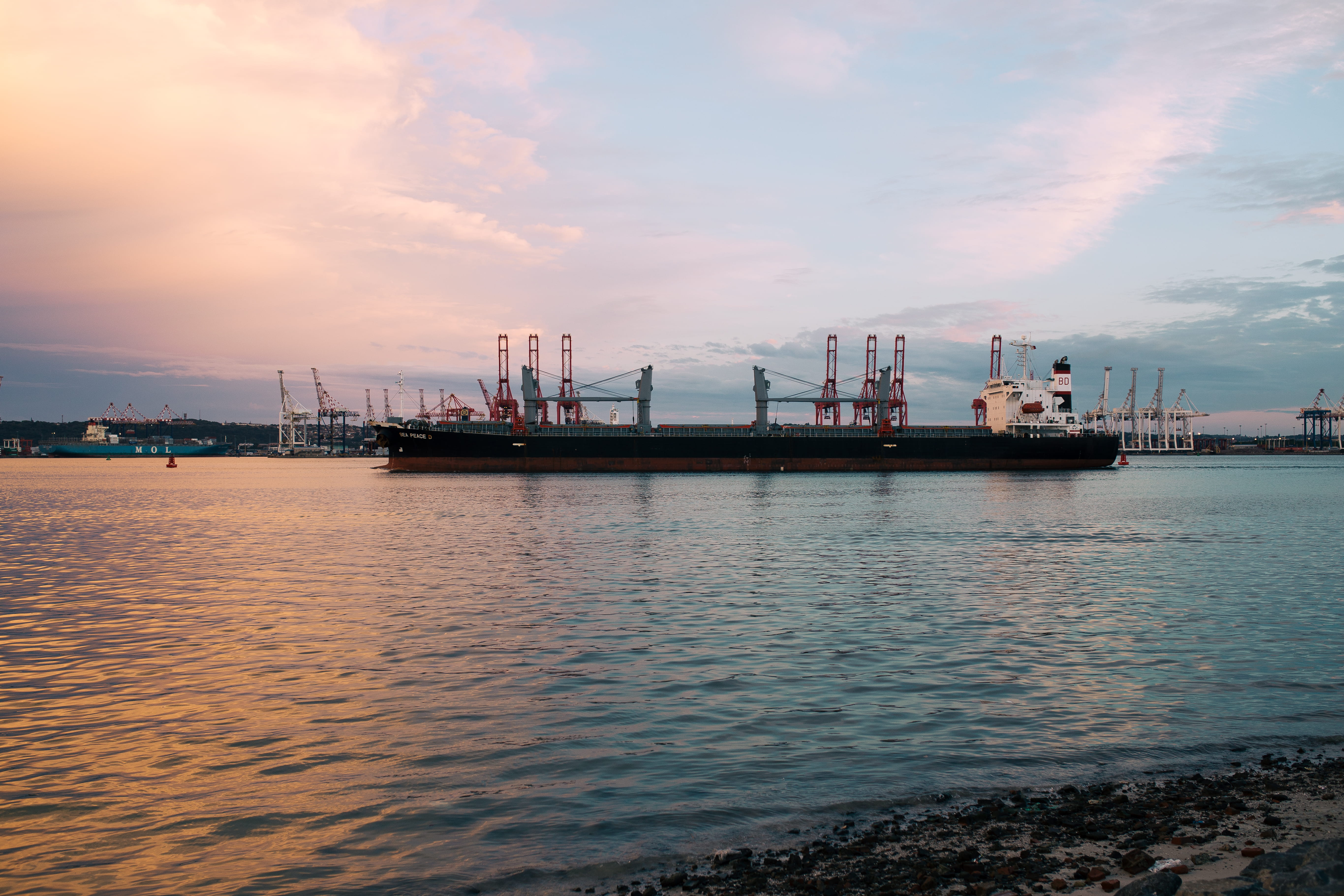 ship, container, cloud - sky, dock, shipyard, transportation, outdoors, south africa, commercial dock, nautical vessel, shipping, durban, industry, harbour, HD Wallpaper