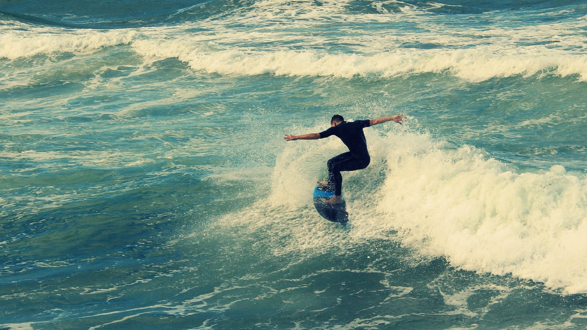 nature, man, men, leisure activity, outdoors, lifestyles, arms raised, limb, sport, sea, human arm, 1080P, surfing, aquatic sport, wave, one person, beach, HD Wallpaper