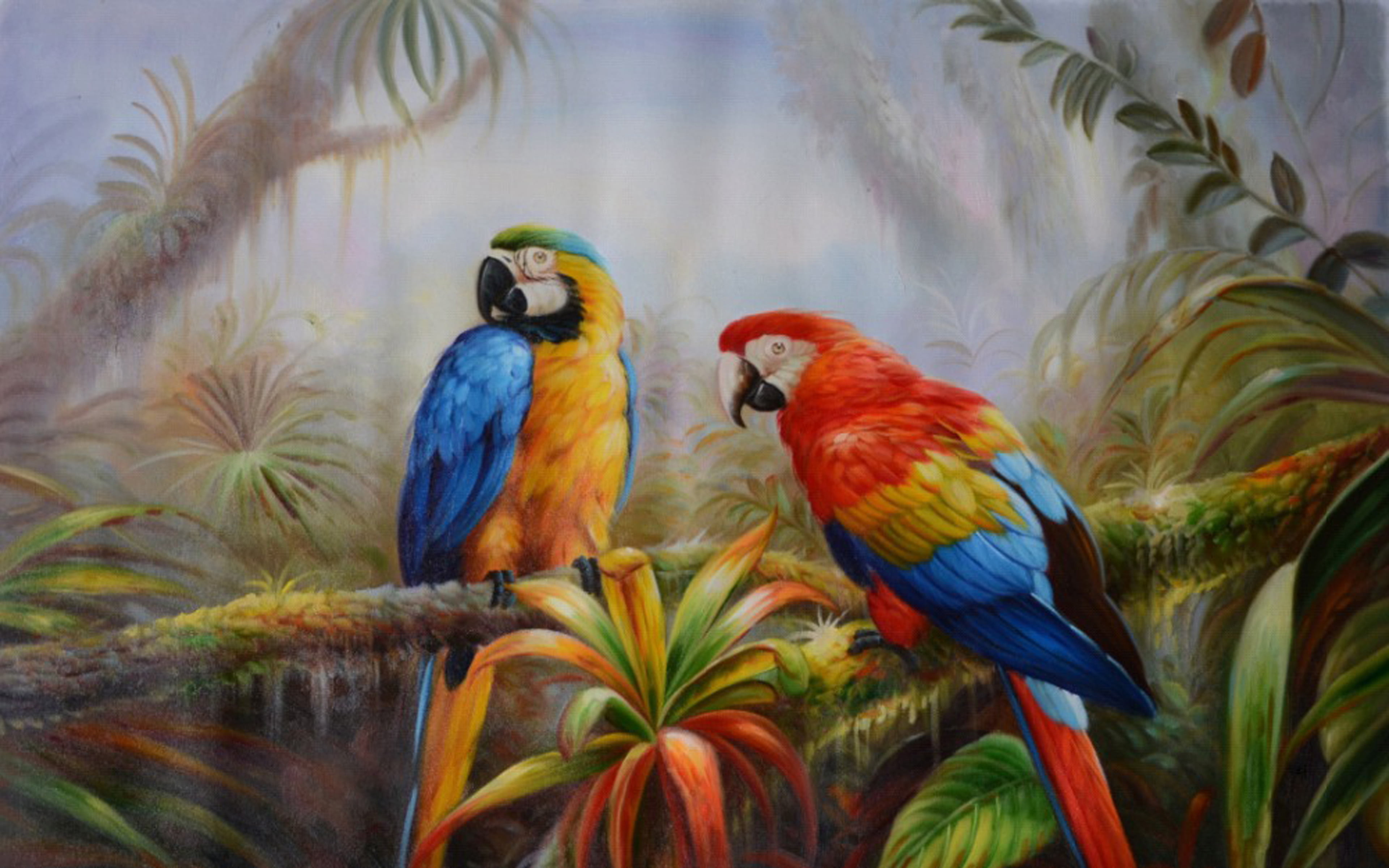  multi colored, pictures, animal, animal themes, group of animals, vertebrate, animals in the wild, plant, jungle, birds, bird, animal wildlife, HD Wallpaper