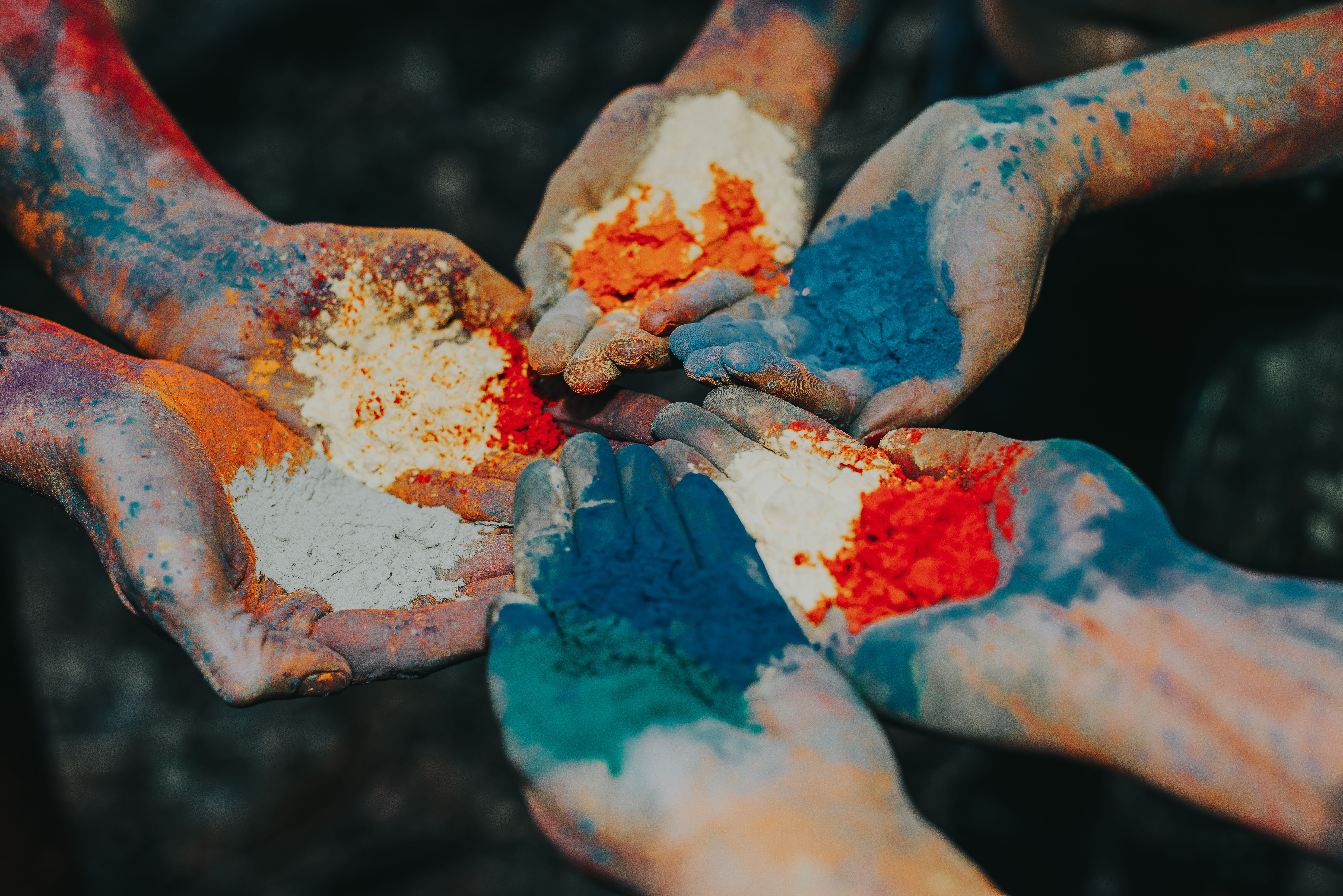 powder, human, turquoise, person, dirty, leisure activity, holi, multi colored, real people, 5K, human limb, dirt, food, focus on foreground, art and craft, HD Wallpaper