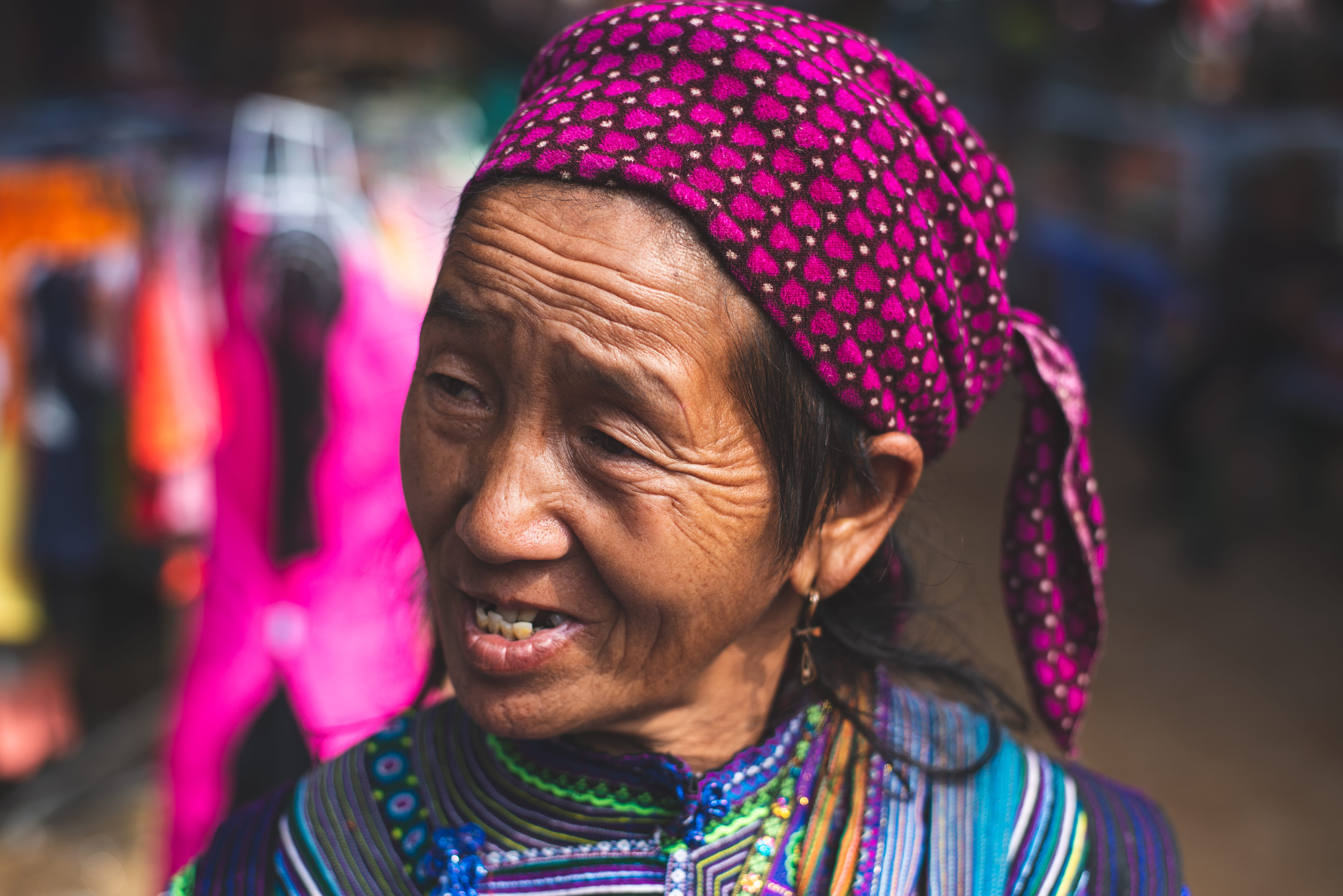 human, focus, hat, portrait, purple, women, real people, headdress, photo, apparel, pattern, one person, tribe, focus on foreground, scarf, adult, females, HD Wallpaper