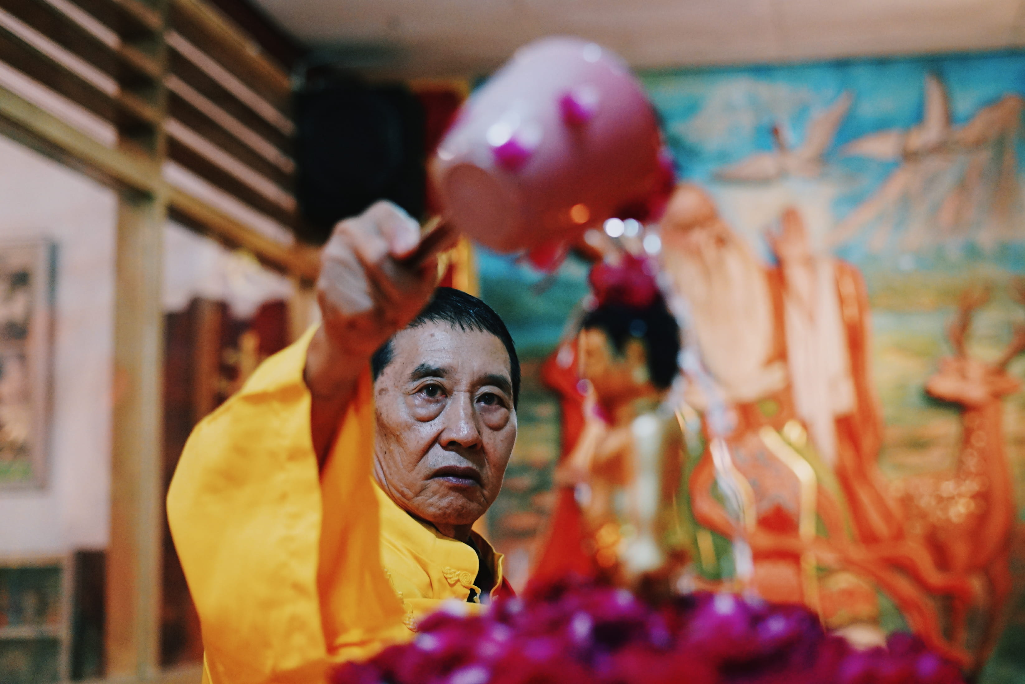 monk, inside, multi colored, celebration, flower, one person, real people, males, water, ceremony, 2K, women, priest, indoors, well, pouring, plant, person, HD Wallpaper