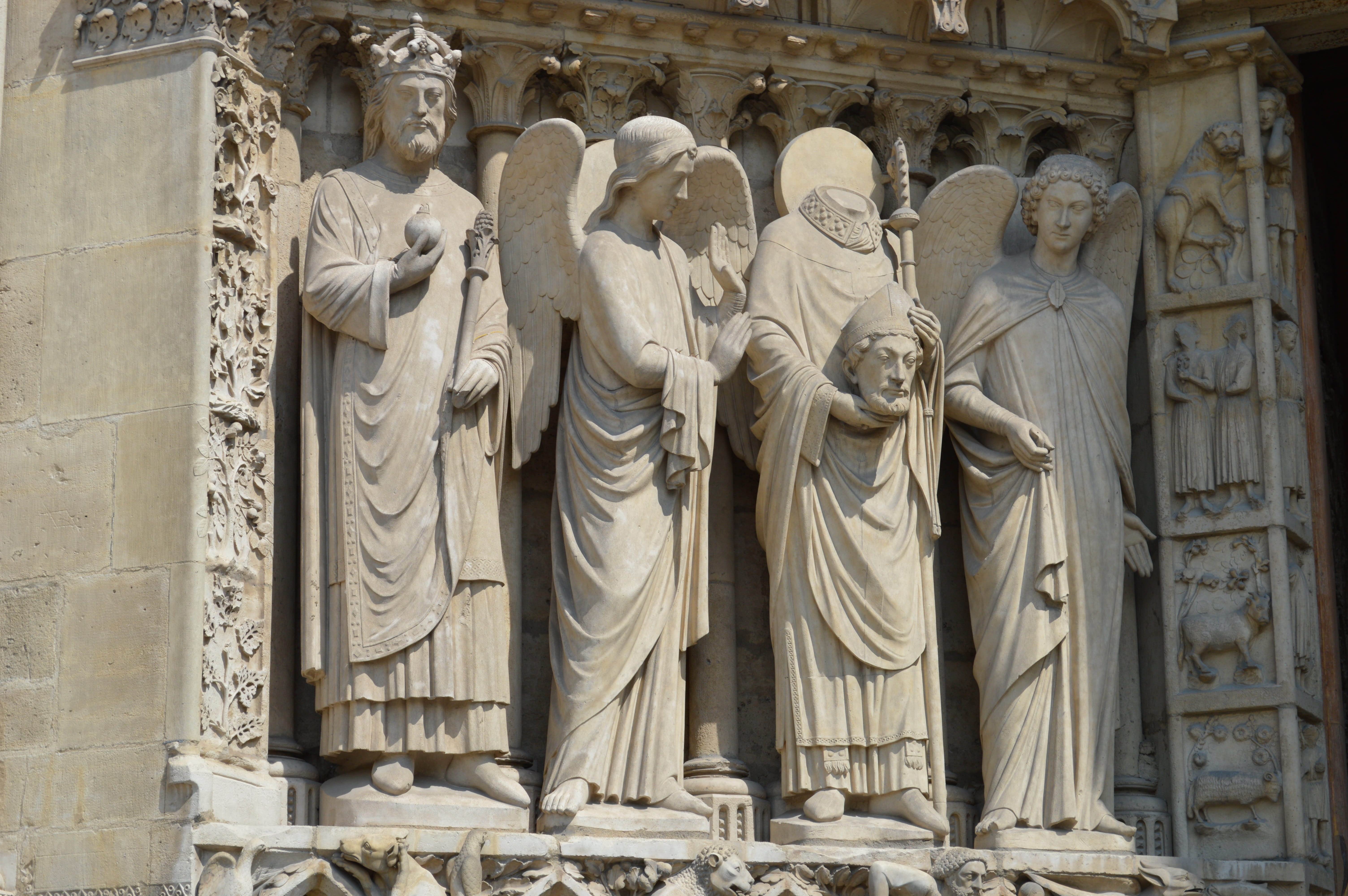 built structure, paris, place of worship, spirituality, religion, art and craft, male likeness, cathedral, carving - craft product, building exterior, the past, HD Wallpaper