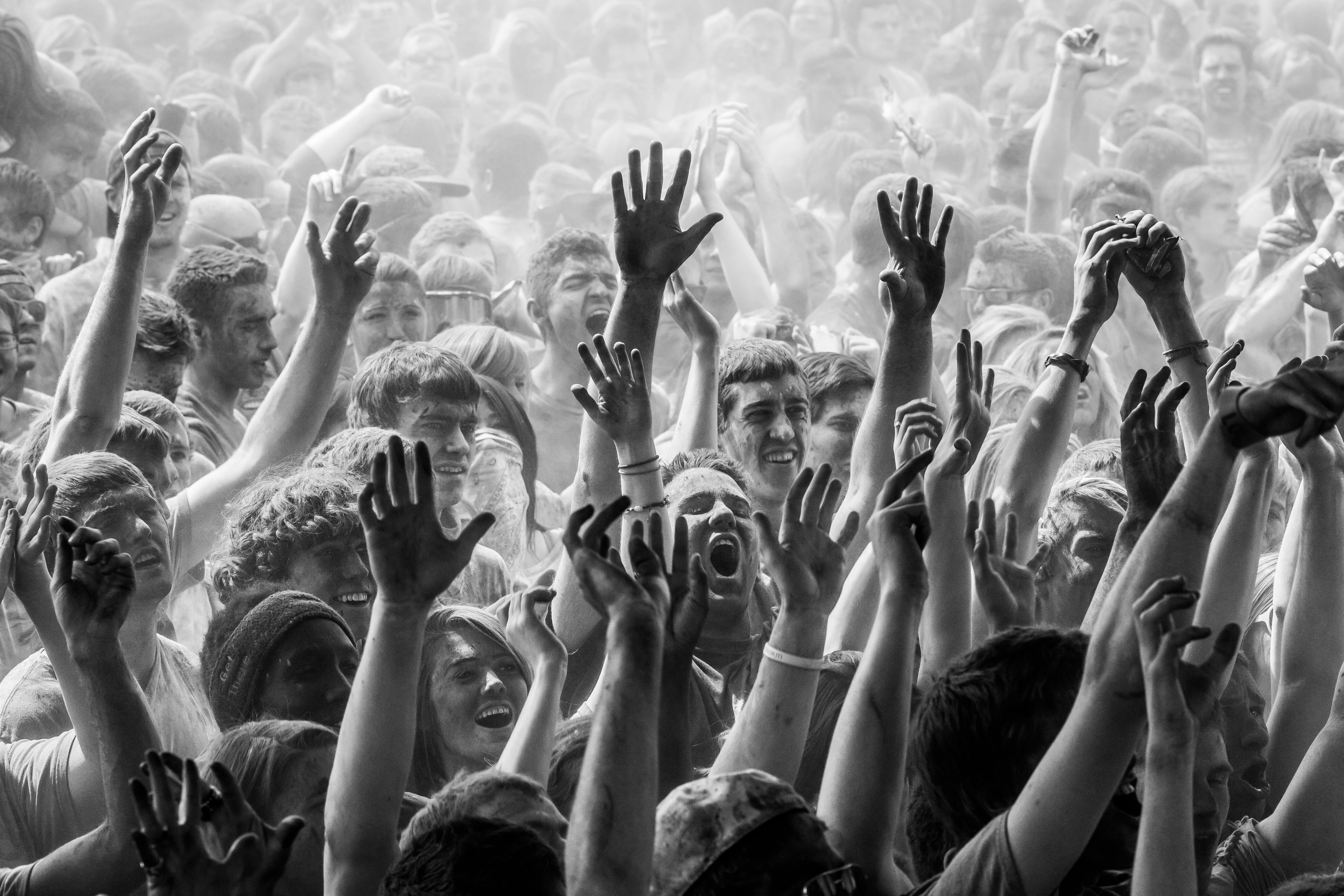 happiness, group Of People, having a party, Spanish Fork, people, Utah, United States of America, Hindu, bw, party, 5K, Festival of Colors, celebration, HD Wallpaper