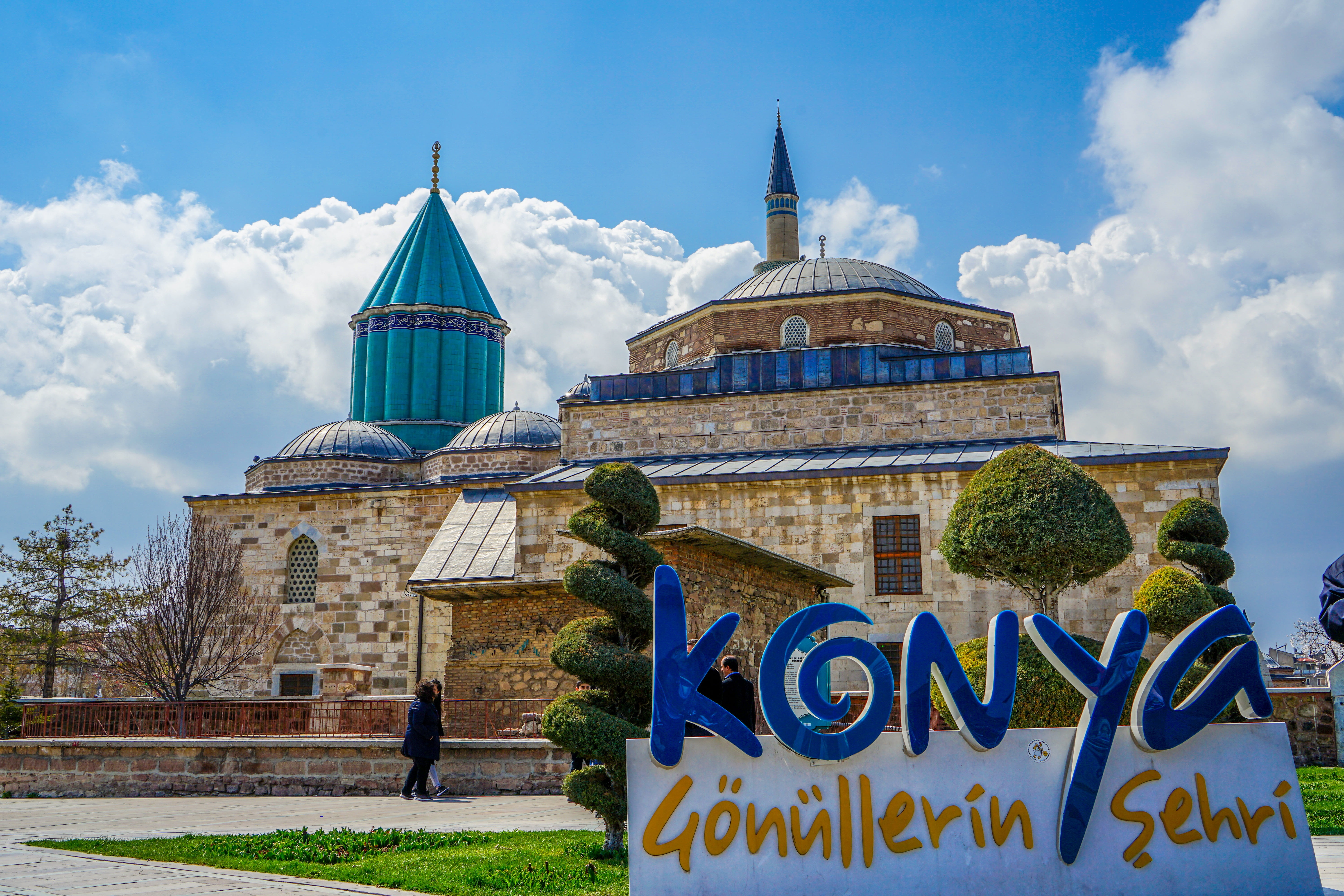 5K, built structure, belief, nature, blue, no people, tree, konya, outdoors, city, sky, building exterior, plant, travel destinations, government, blue sky, HD Wallpaper