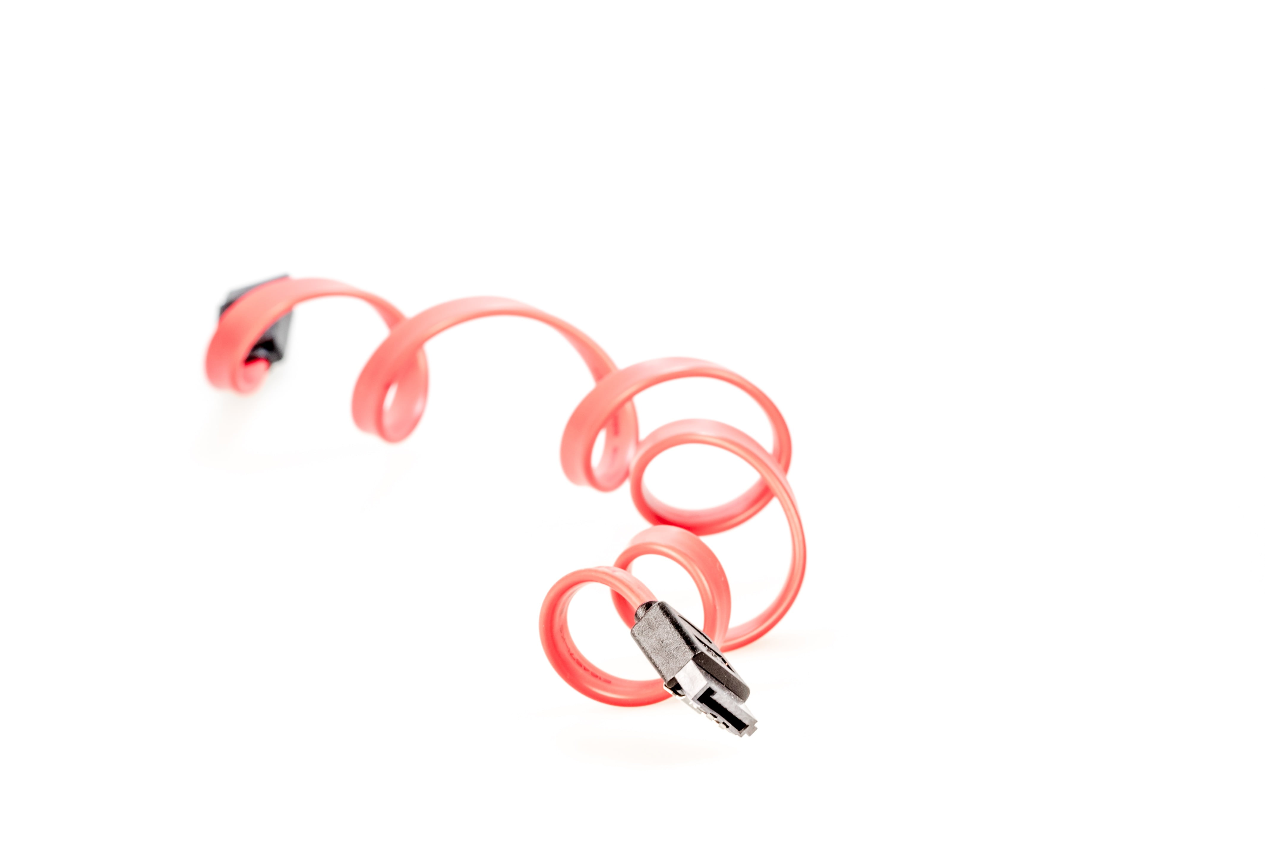 red, no people, metal, connecting cable, clip, office supply, sata, s-ata, cable, close-up, flat ribbon cable, connection, white color, sata connection, HD Wallpaper