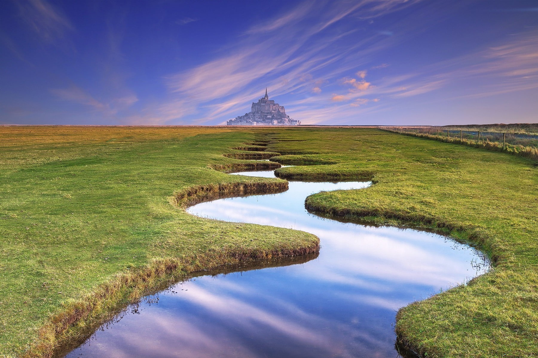 lake, landscape, travel destinations, stream - flowing water, tranquility, architecture, sky, environment, grass, 720P, reflection, cloud - sky, blue, HD Wallpaper