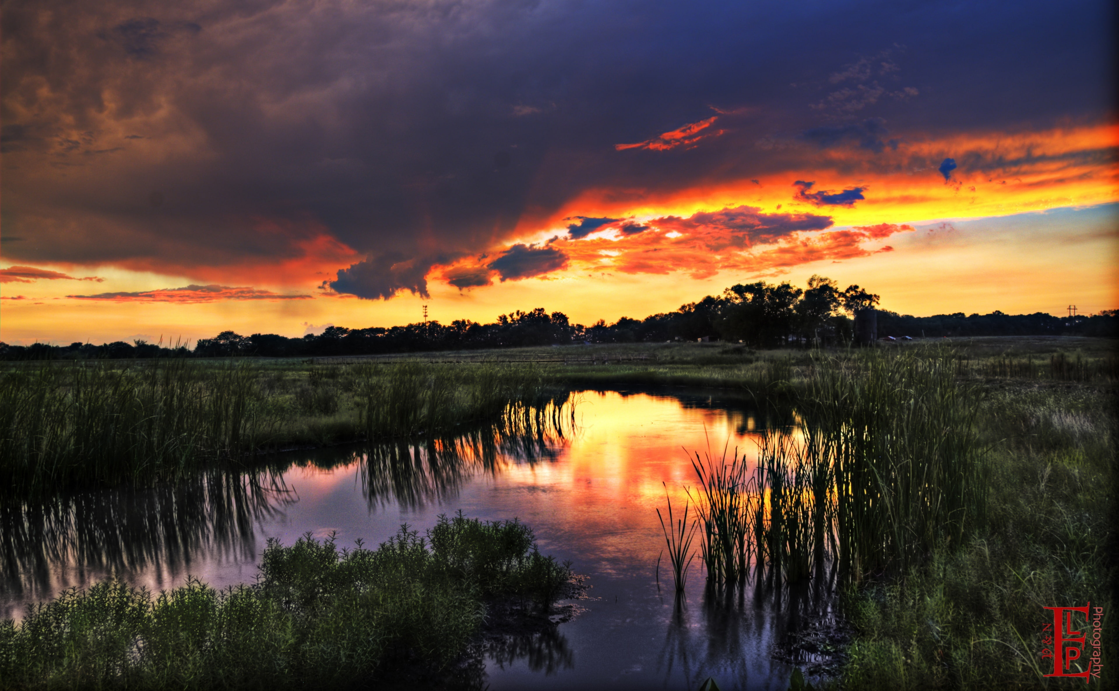 green, reflection lake, romantic sky, idyllic, Wetlands, no people, sky, cloud - sky, United States, Kansas, Beautiful, sailing, non-urban scene, waterfront, HD Wallpaper