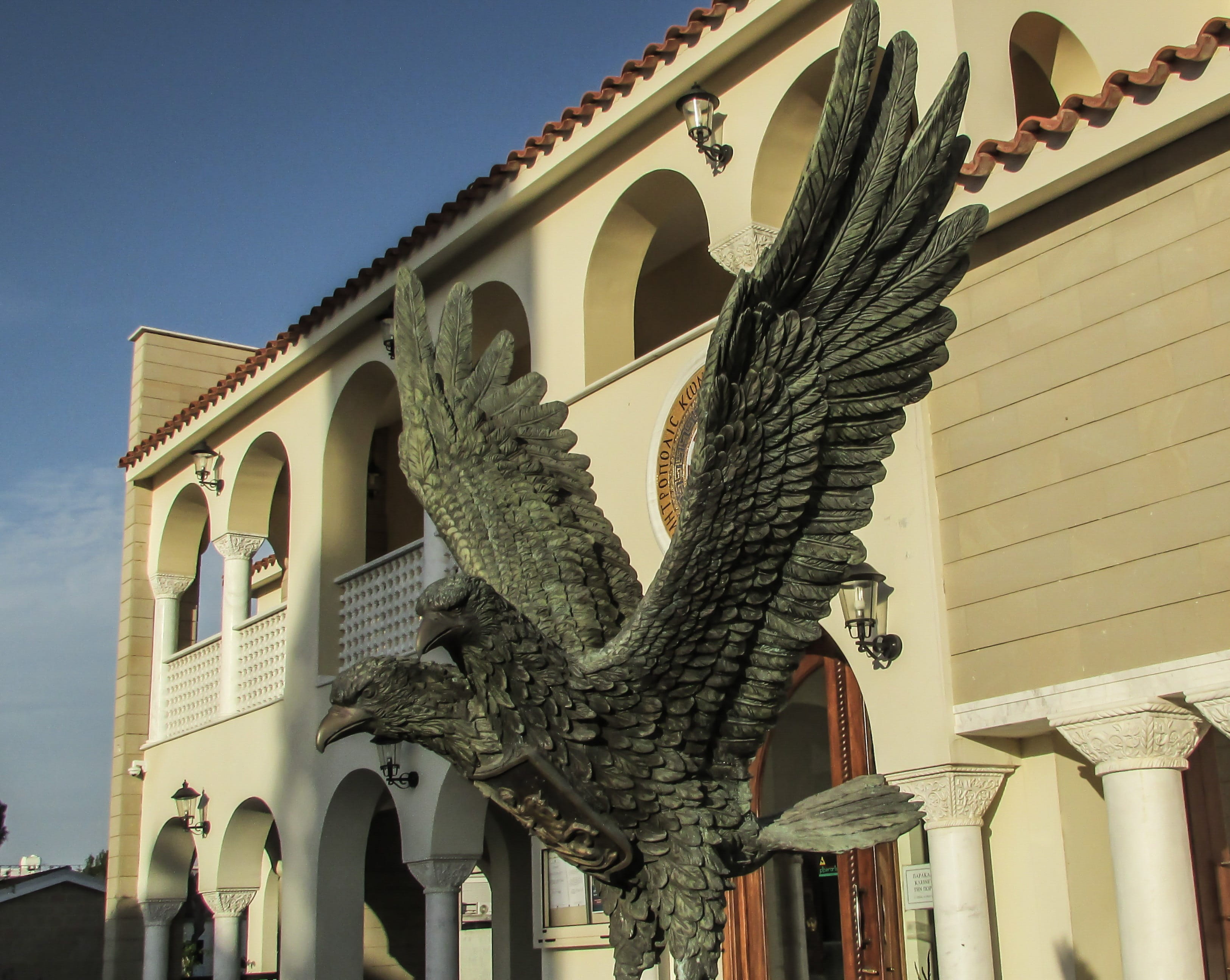 statue, craft, clear sky, ornate, creativity, two headed eagle, sculpture, place of worship, animal representation, built structure, day, art and craft, HD Wallpaper