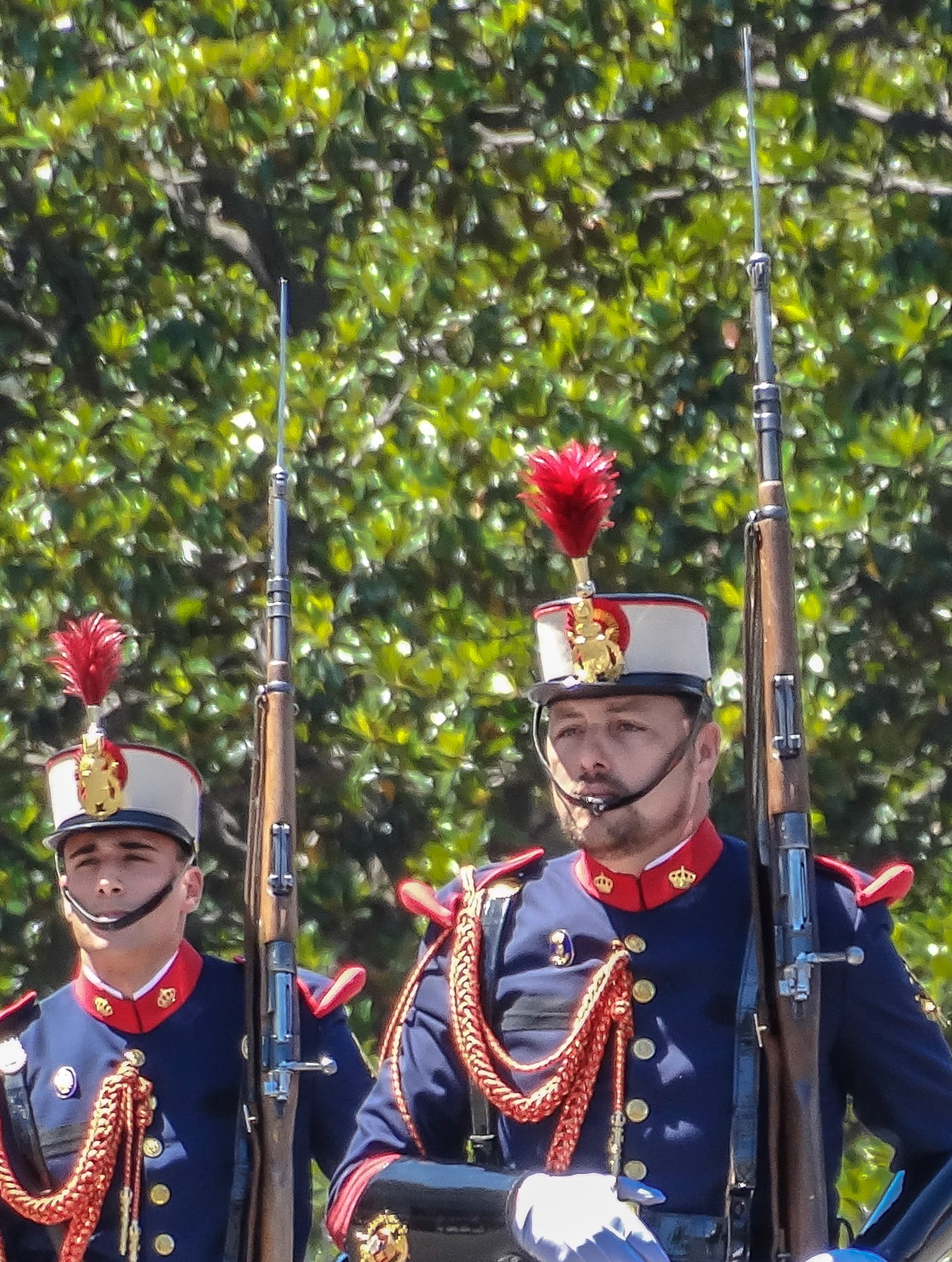 in formation, headwear, day, royal guard, people, men, cultures, nature, holding, soldiers, military, army, portrait, honor Guard, outdoors, parade, lifestyles, Phone HD Wallpaper