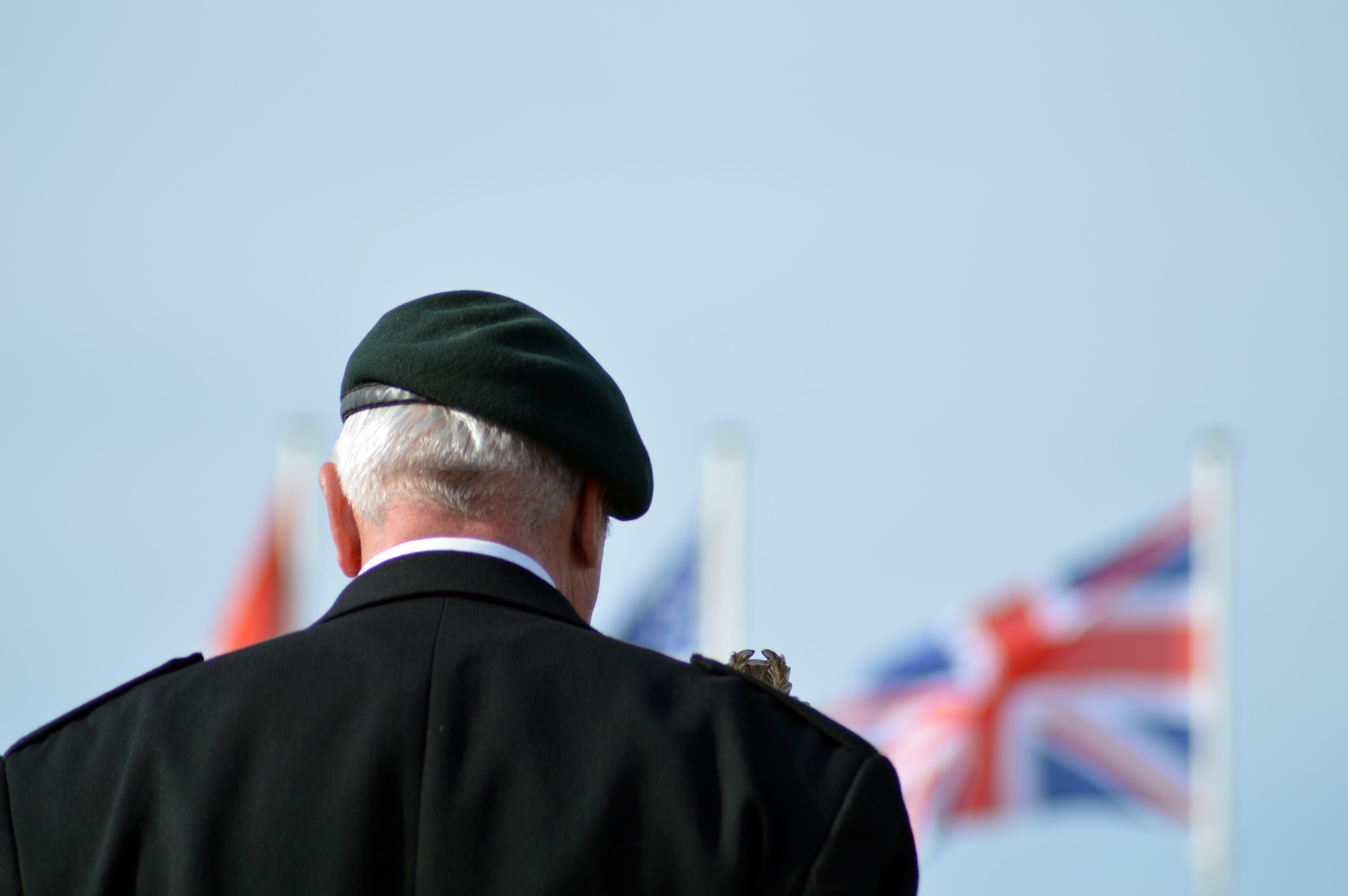 adult, War, flag, military, day, sky, copy space, second world war, only men, outdoors, Tribute, army, soldier, patriotism, one person, pride, authority, HD Wallpaper