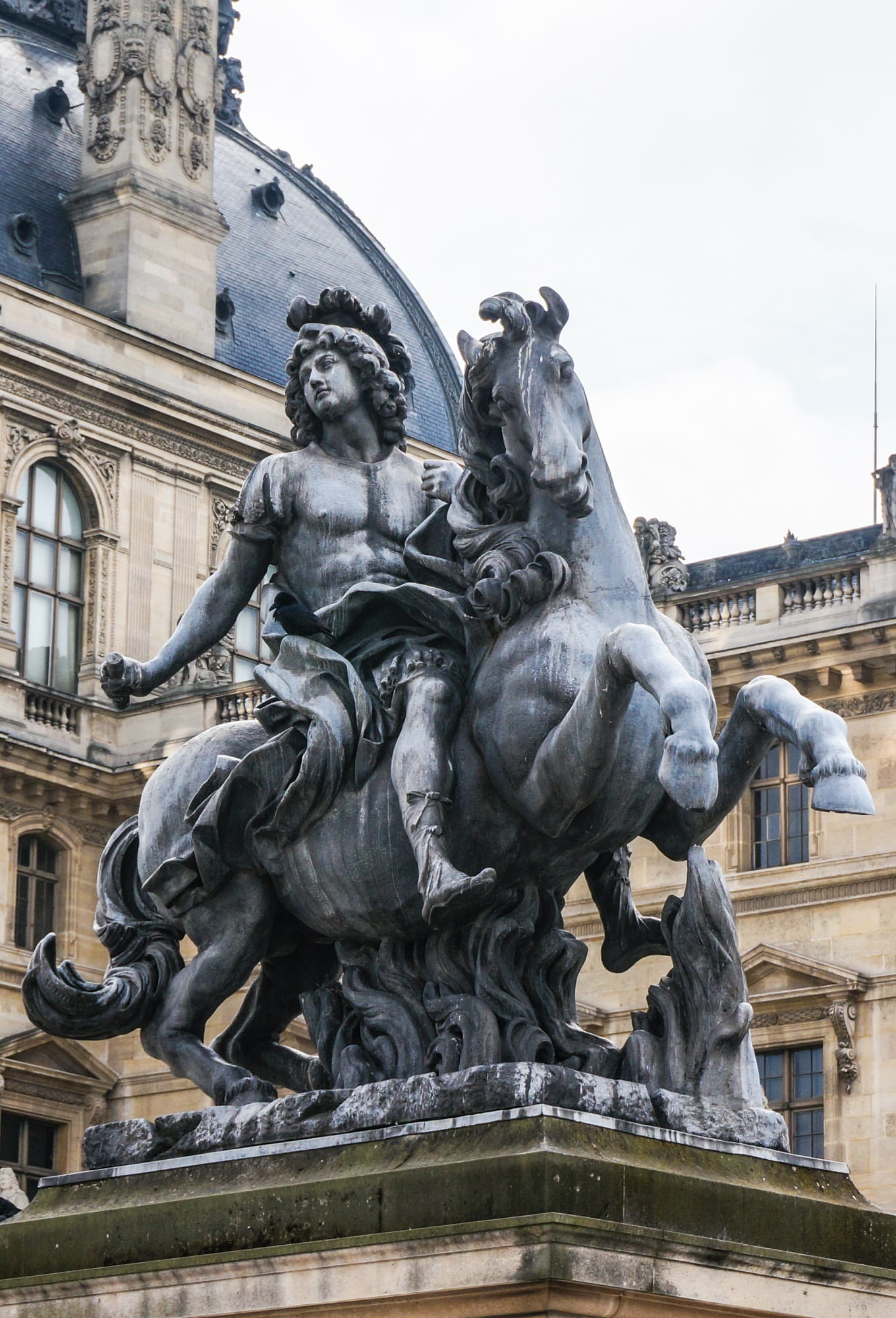 Monument, the past, France, Louvre, no people, city, creativity, human representation, travel destinations, statue, Paris, craft, sculpture, 1080P, male likeness, Phone HD Wallpaper