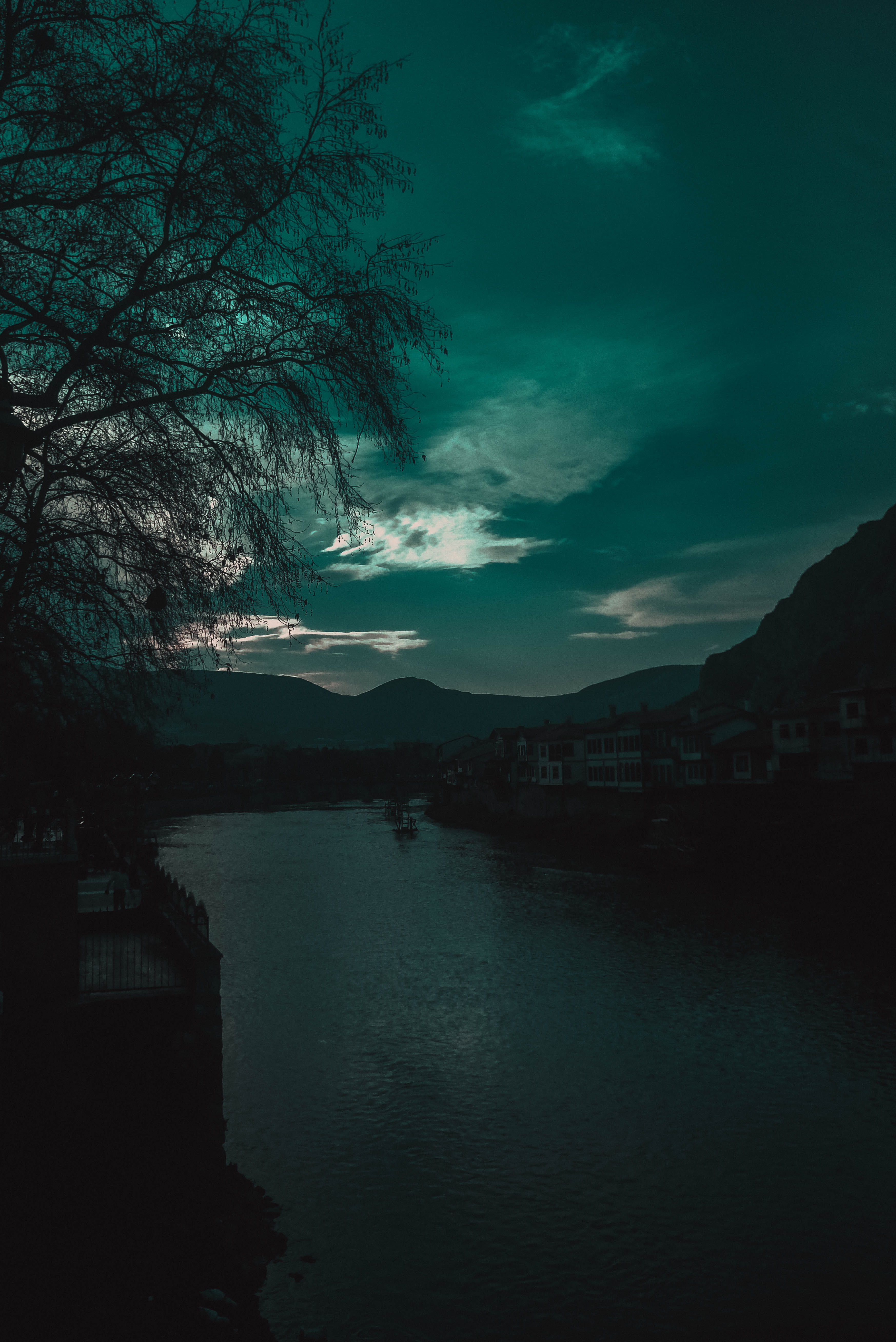 turkey, no people, beauty in nature, nature, tranquil scene, water, built structure, dusk, plant, mansion, river, scenics - nature, 5K, blue, architecture, Phone HD Wallpaper