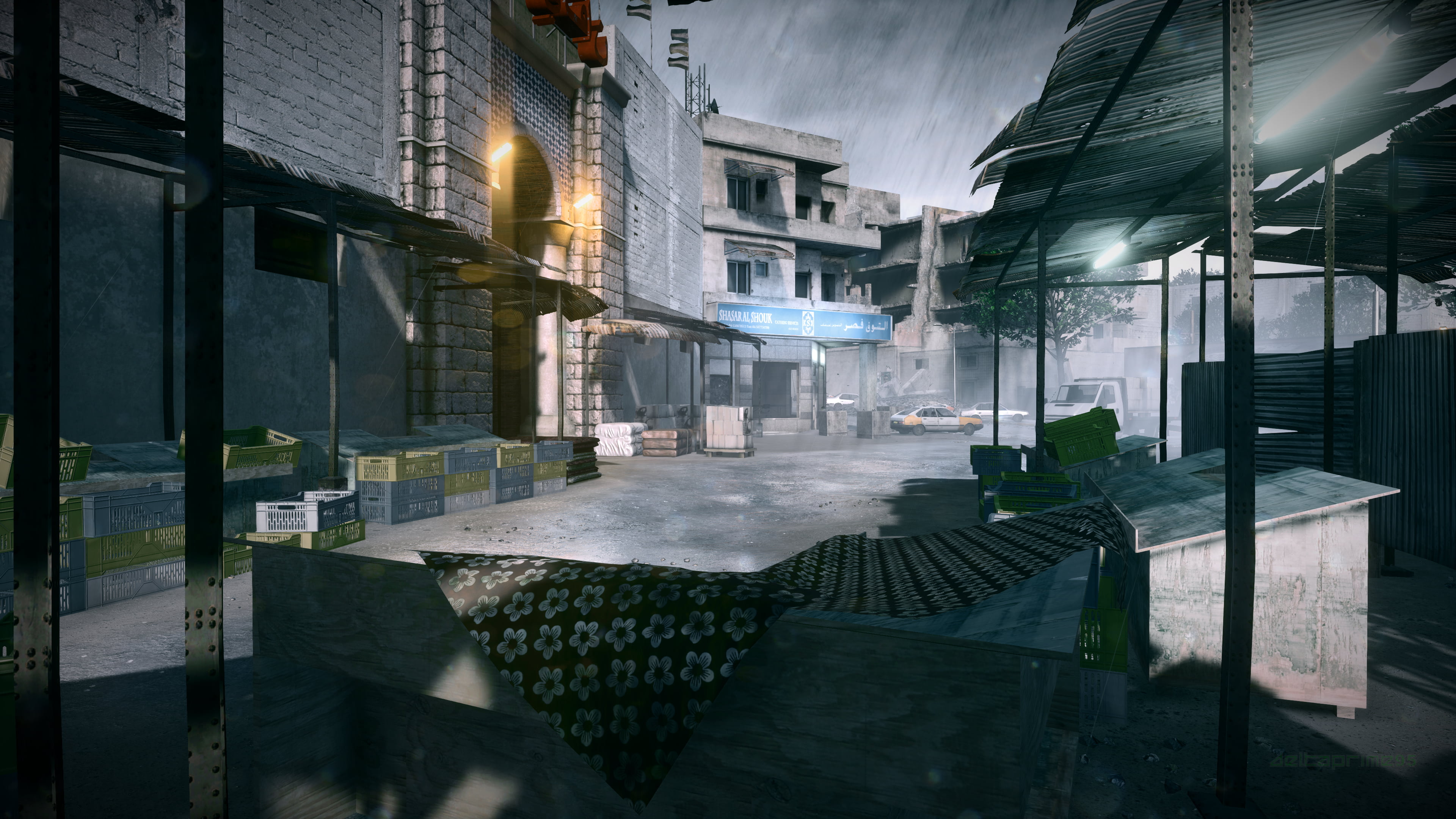 Grand Bazaar, In-Game Photography, rain, city, 4K, screen shot, Tehran, PC gaming, video games, Battlefield, Battlefield 3, clouds, HD Wallpaper