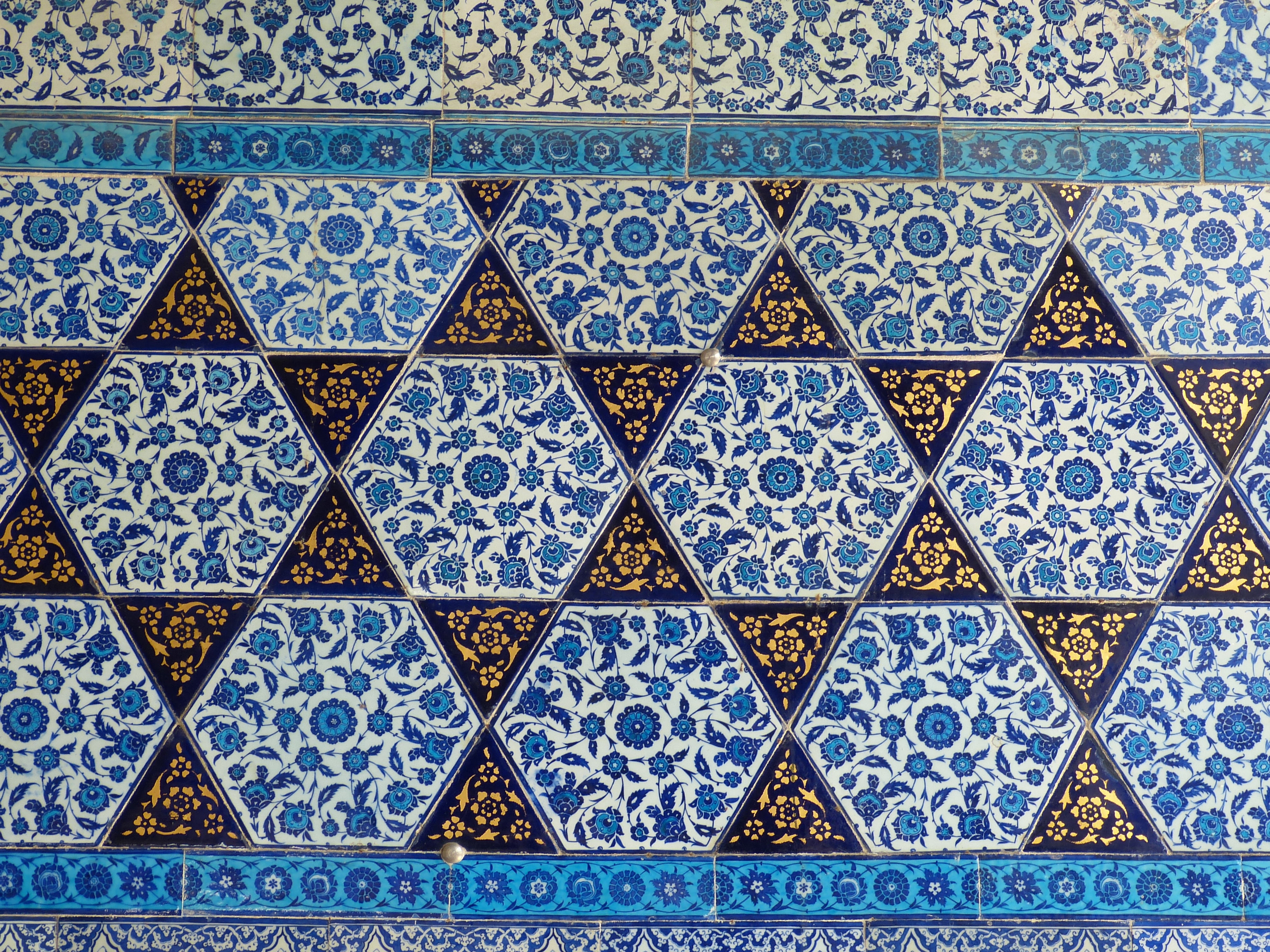 topkapi, pattern, mosaic, tiled floor, indoors, geometric shape, wall, historically, palace, blue, floral pattern, castle, tile, ceramic, abstract, ornate, HD Wallpaper