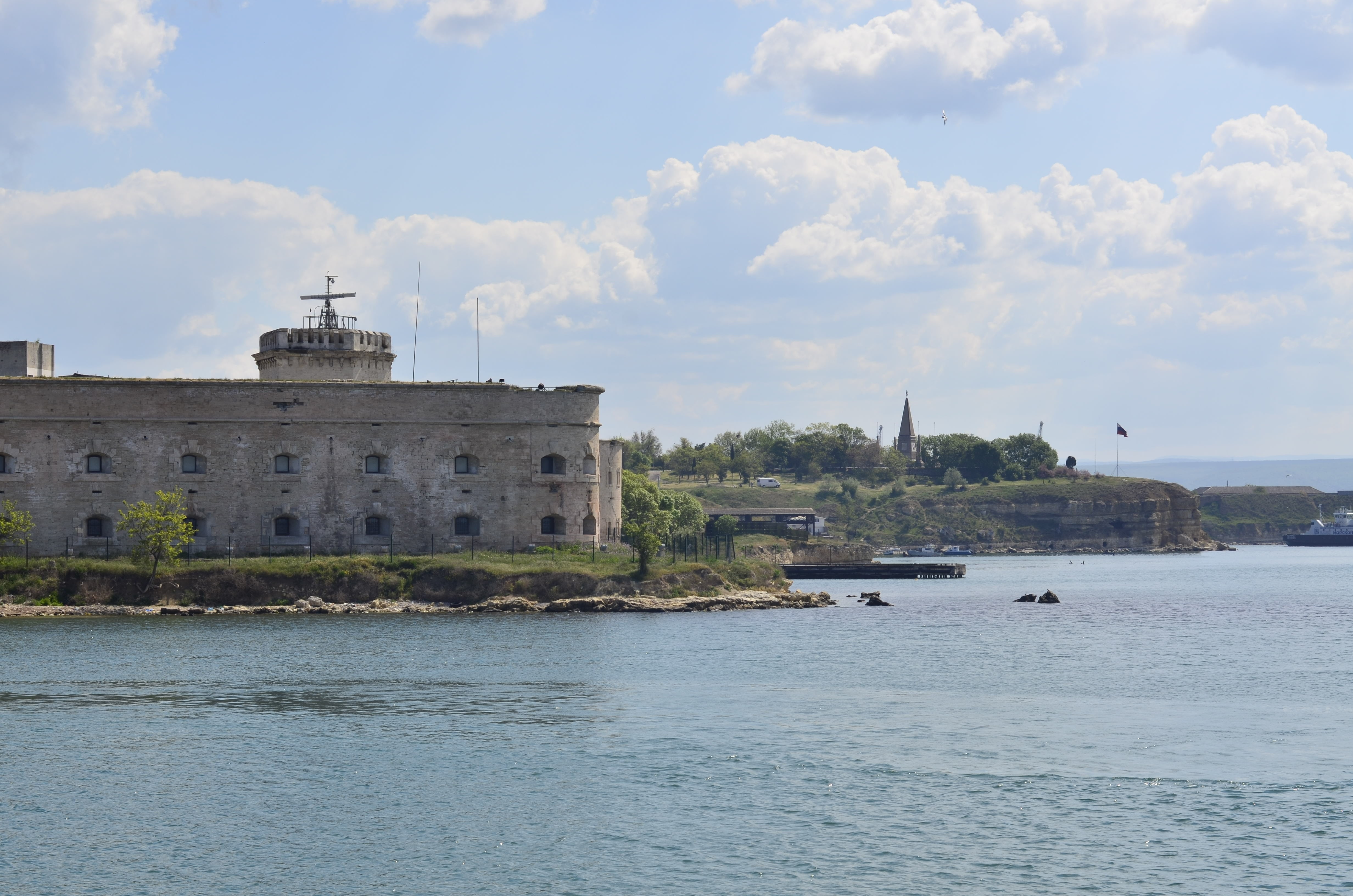 river, the past, scenics - nature, outdoors, crimea, 4K, cloud - sky, russia, building exterior, day, waterfront, history, built structure, water, tower, HD Wallpaper