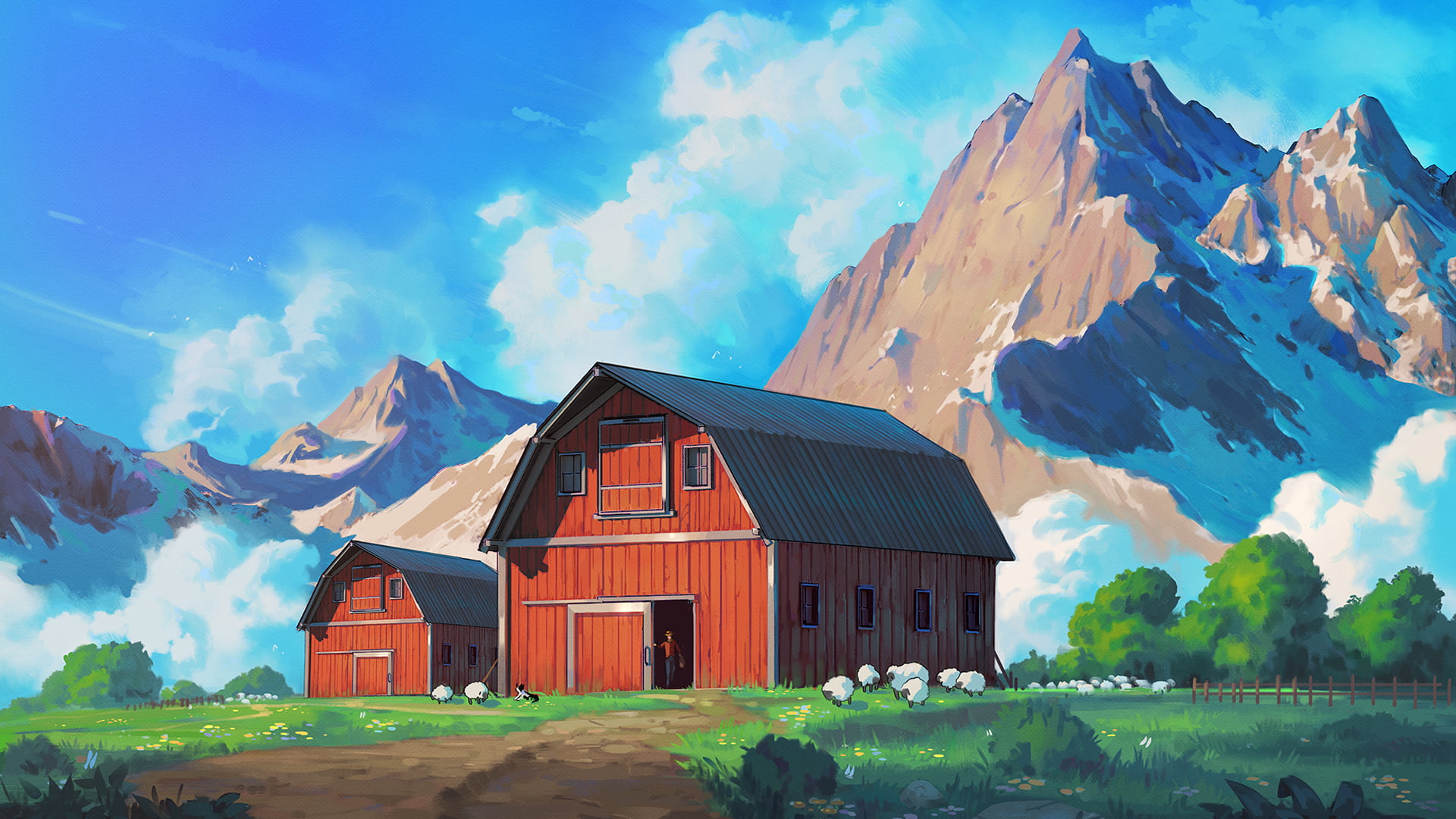 Anime, 1080P, Original, Mountain, Countryside, HD Wallpaper