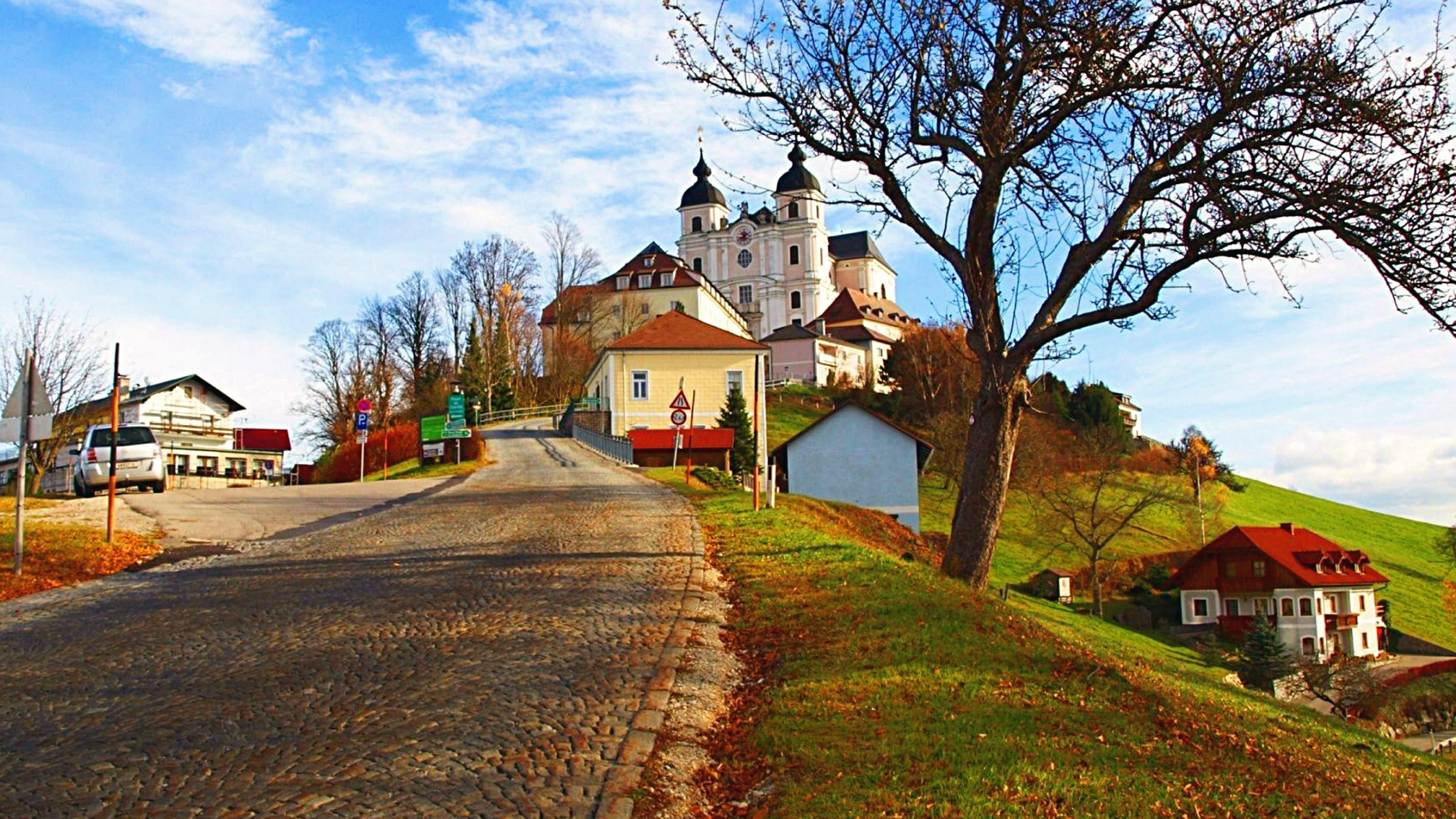 sonntagberg, hill, village, 4K, austria, countryside, church, HD Wallpaper
