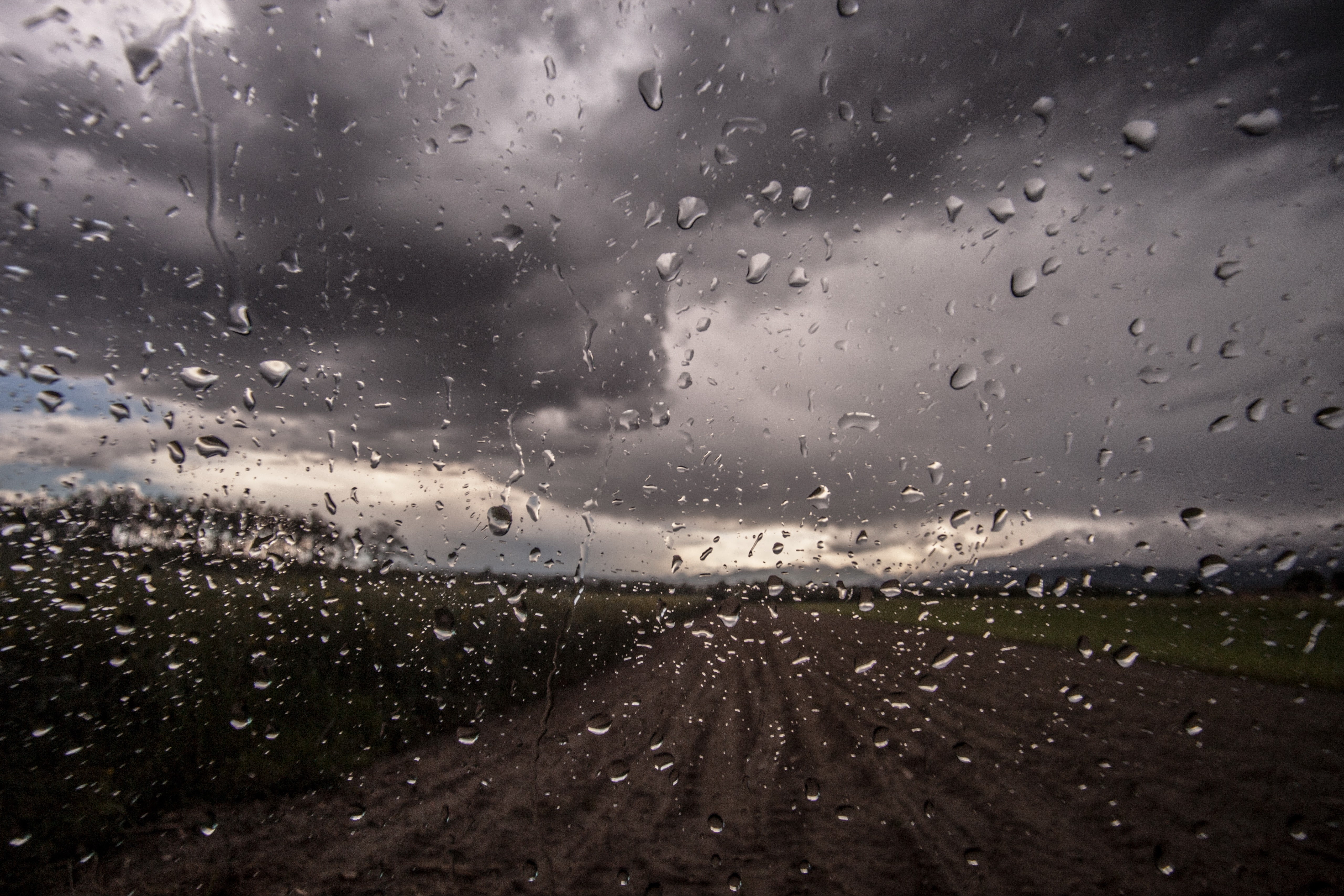 cloud - sky, rain, no people, wet, mode of transportation, glass - material, drop, road, glass, 5K, transparent, transportation, vehicle interior, raindrop, HD Wallpaper