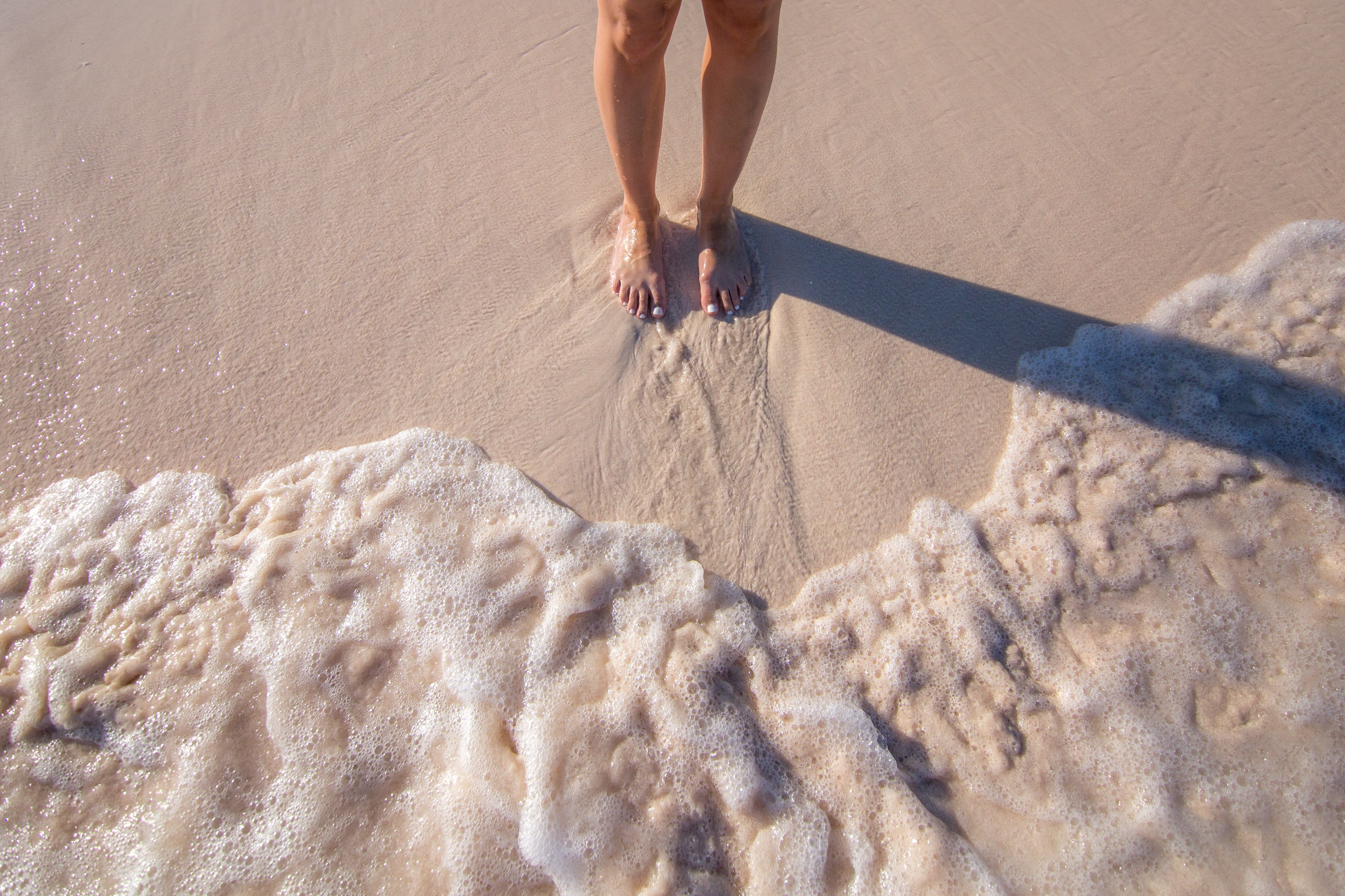 adult, outdoors, Travel, sand, Nature and Landscapes, feet, body part, Ocean, low section, holiday, human body part, human leg, land, human foot, womans, HD Wallpaper