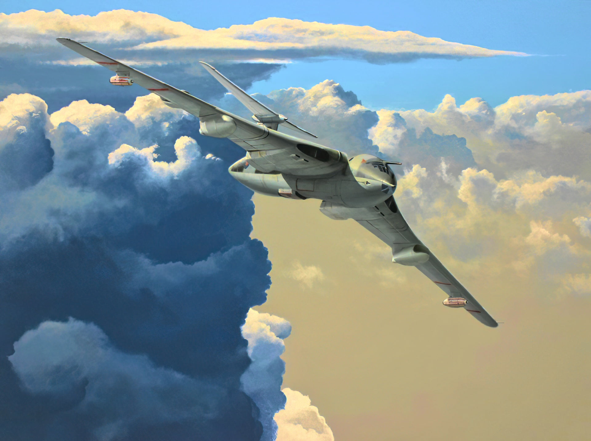 art, 1080P, aviation, jet, airplane, Handley Page Victor, HD Wallpaper