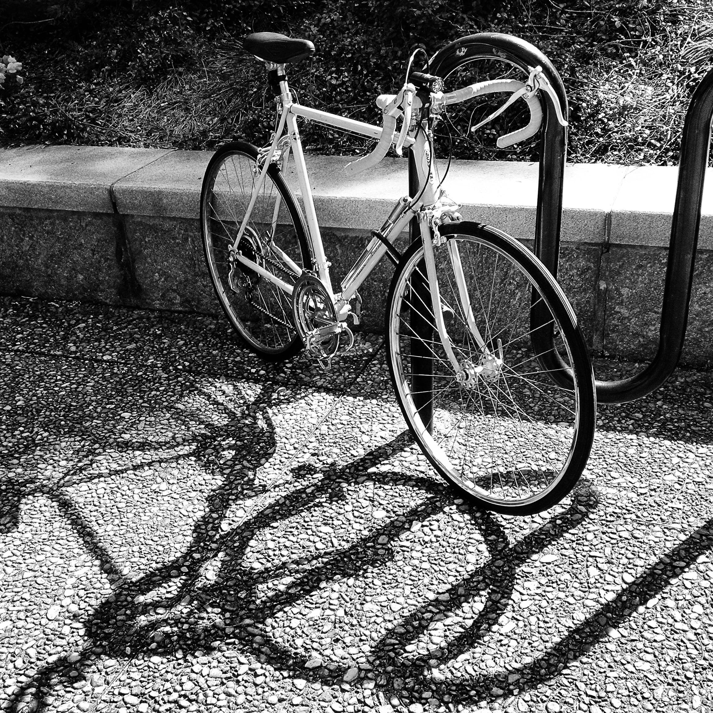 no people, plant, Cycle, cyclist, day, messenger, land, 1080P, outdoors, urban, high angle view, commuter, city, vintage, transportation, shadow, parking, Phone HD Wallpaper