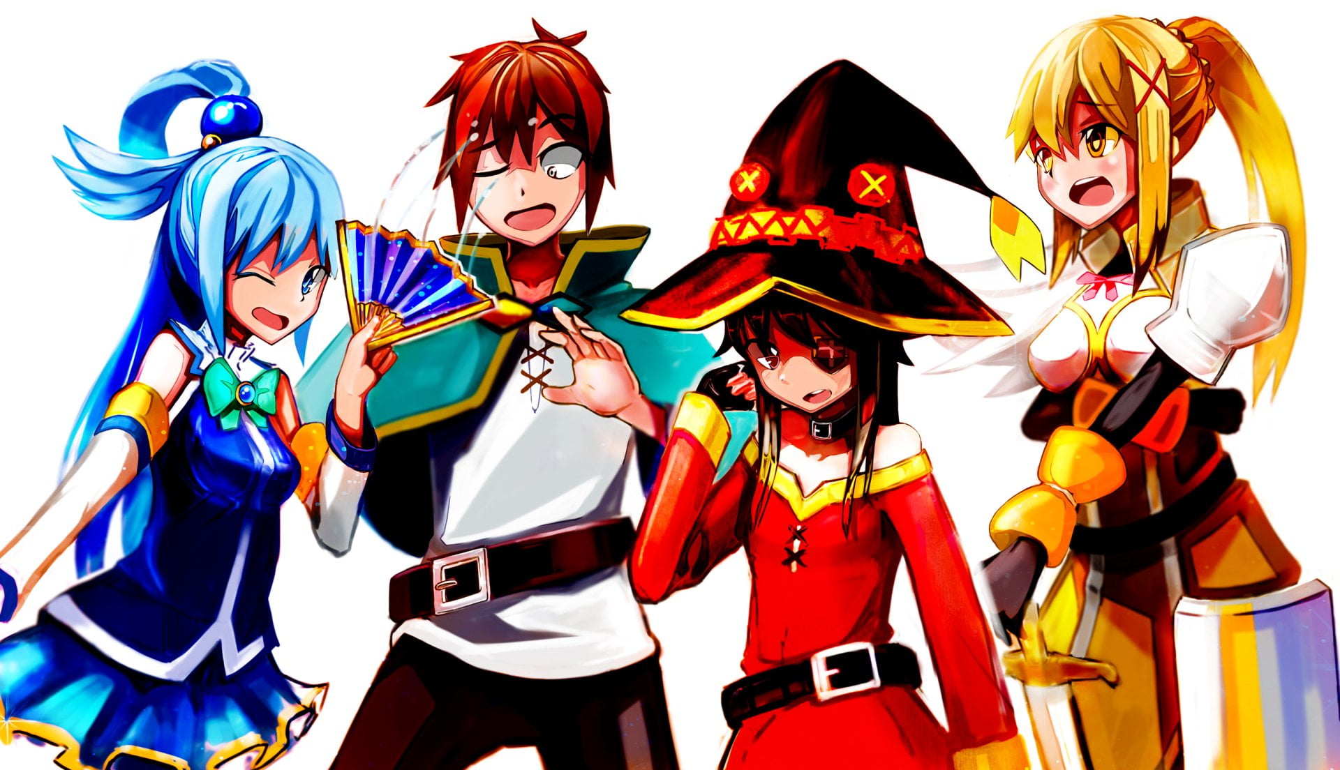 multi colored, standing, clothing, indoors, arts culture and entertainment, KonoSuba – God’s blessing on this wonderful world!!, waist up, Megumin (KonoSuba), HD Wallpaper