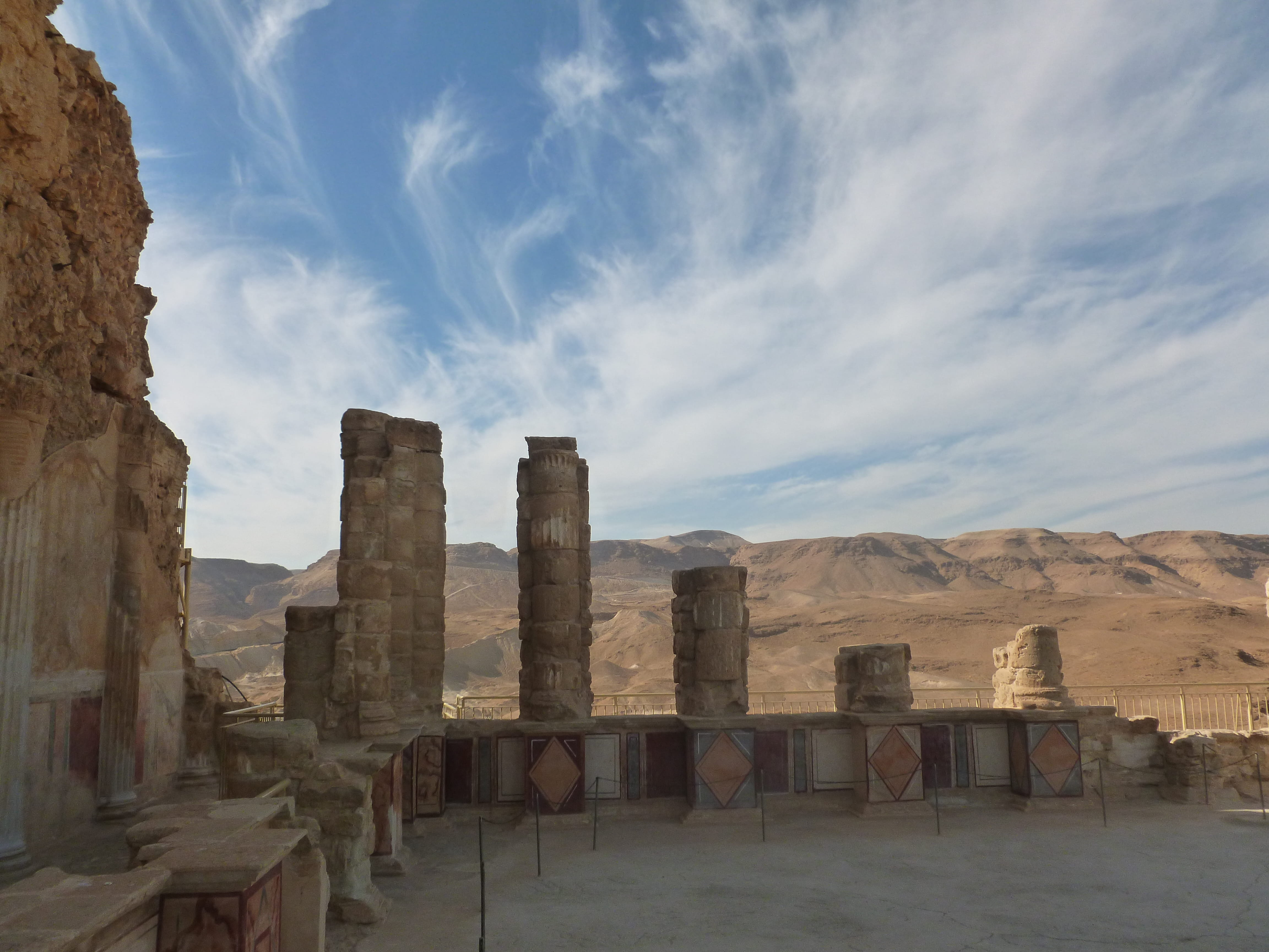 mountain, travel destinations, solid, masada, israel, tranquility, outdoors, architectural column, ancient, cloud - sky, nature, the past, history, tranquil scene, HD Wallpaper