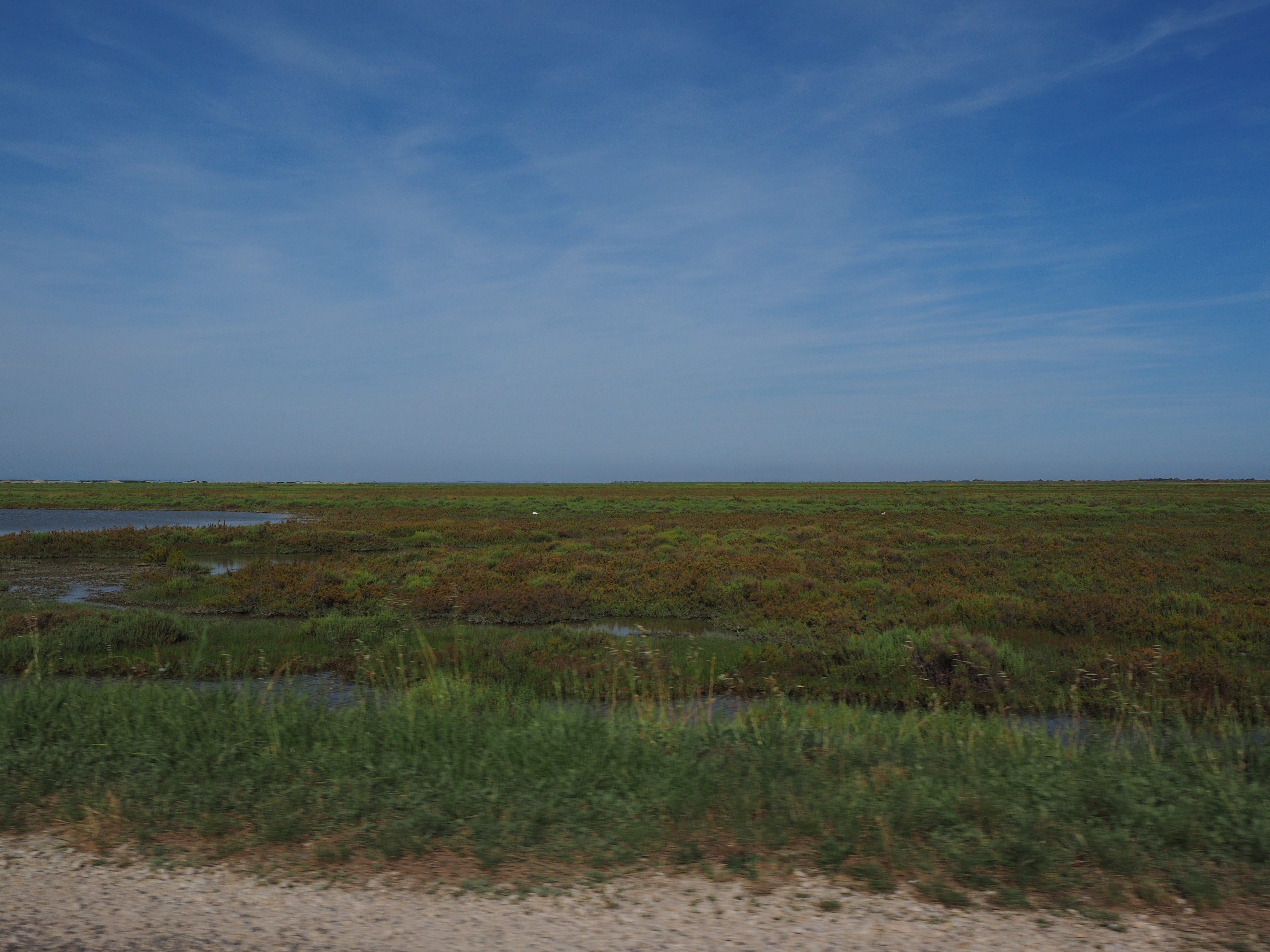landscape, blue, Camargue, saltwater-lagoon, no people, sky, bouches-du-rhône, salty, grass, Lakes, horizon over land, tranquility, field, horizon, day, HD Wallpaper