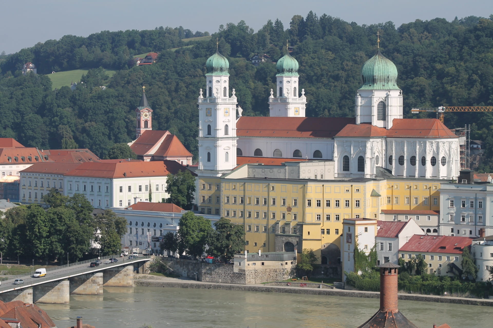 place of pilgrimage, historic center, old, traditionally, 1080P, pilgrimage, dome, city, water, danube, residential district, passau, plant, spirituality, HD Wallpaper