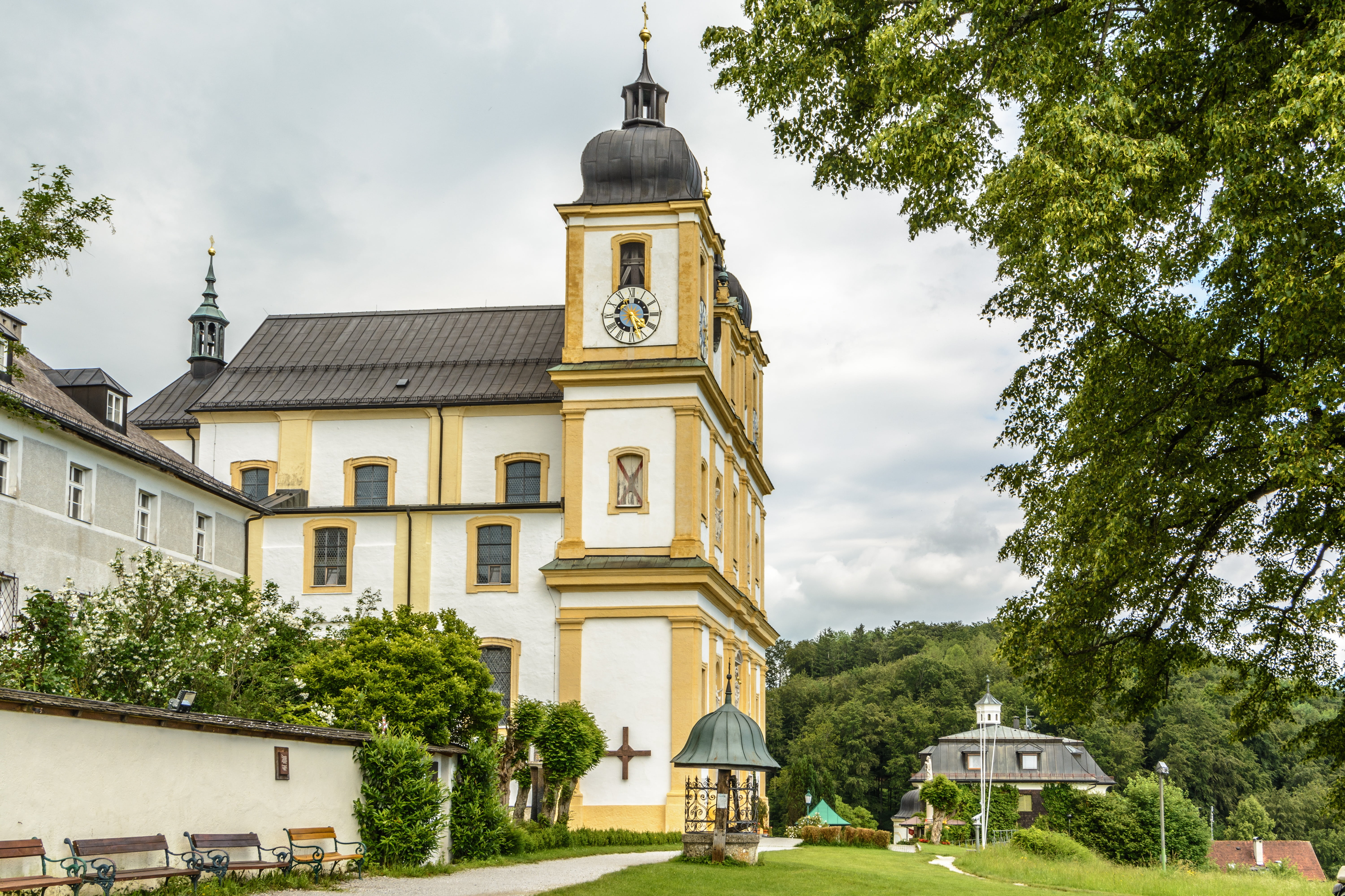 pilgrimage church, roman catholic, nature, salzburg, building, plainberg, plant, bergheim, spirituality, religion, building exterior, maria plain, green color, HD Wallpaper