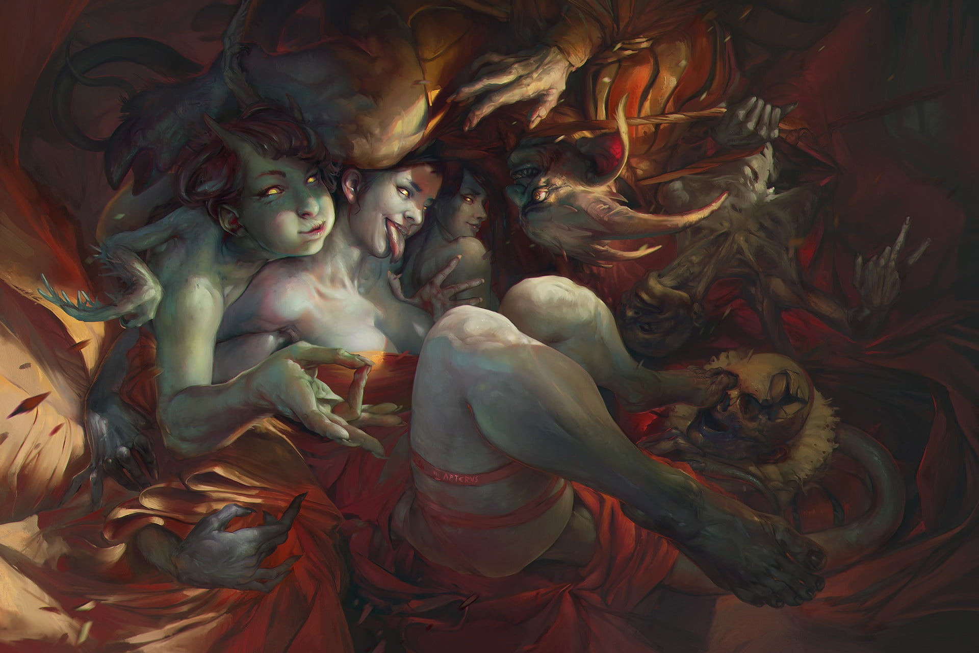 Art, Demons, Rabies, Illustration, Figure, by Peter Polach, 1080P, The demon, Peter Polach, Horror, Darkness, HD Wallpaper