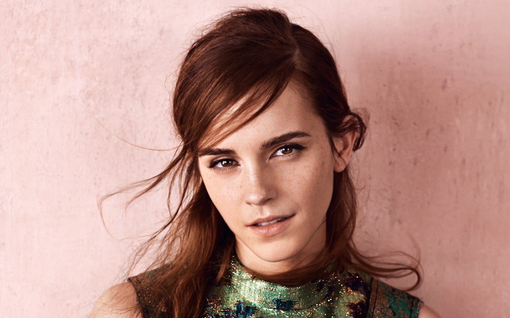 adult, looking at camera, casual clothing, body part, simple background, beautiful woman, actress, Emma Watson, face, celebrity, portrait, headshot, hairstyle, HD Wallpaper