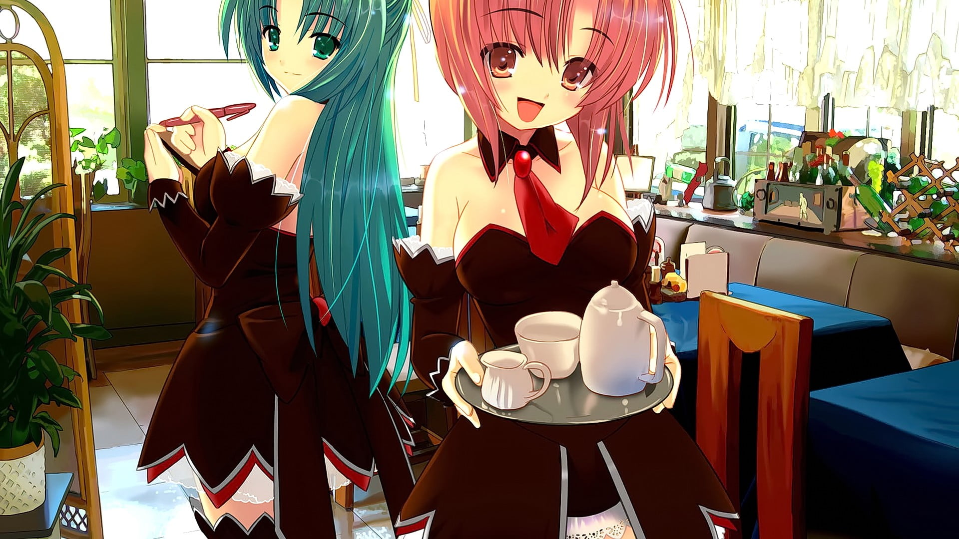 creativity, human representation, indoors, anime, female likeness, open mouth, large group of objects, 1080P, window, long hair, day, mannequin, anime girls, HD Wallpaper
