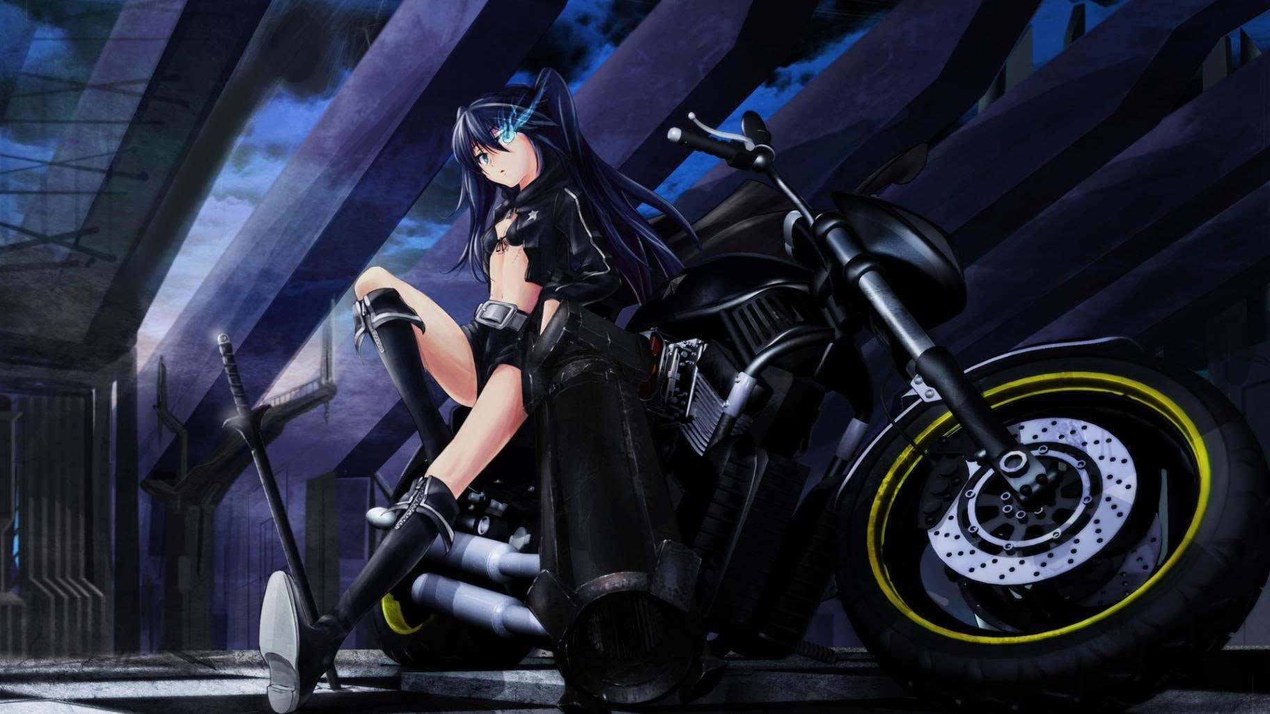 720P, shooter, anime, girl, rock, black, HD Wallpaper