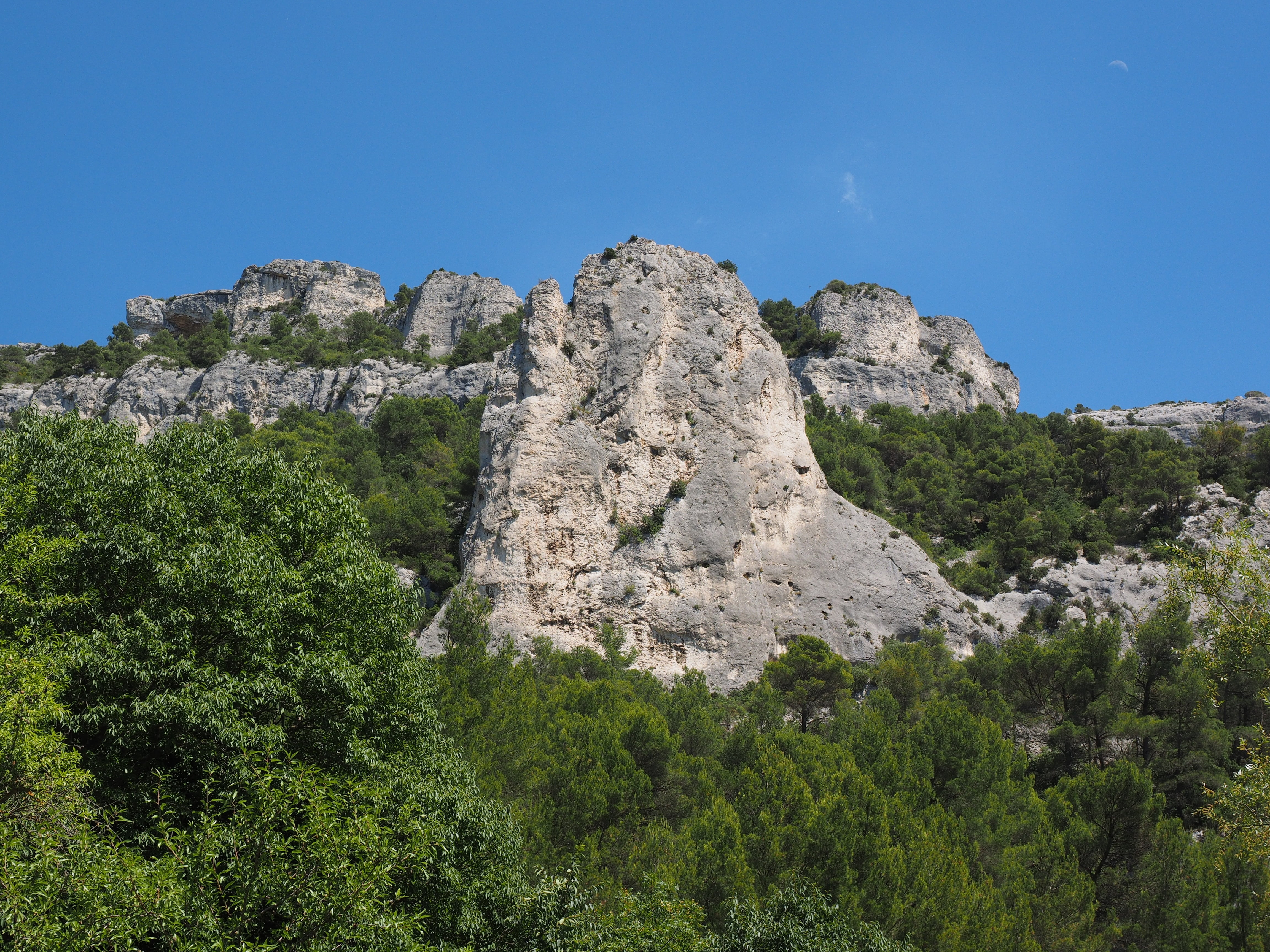 pine tree, rock, scenics - nature, summer, blue, solid, tree, eroded, france, coniferous tree, rock - object, provence, tranquility, rock formation, beauty in nature, HD Wallpaper