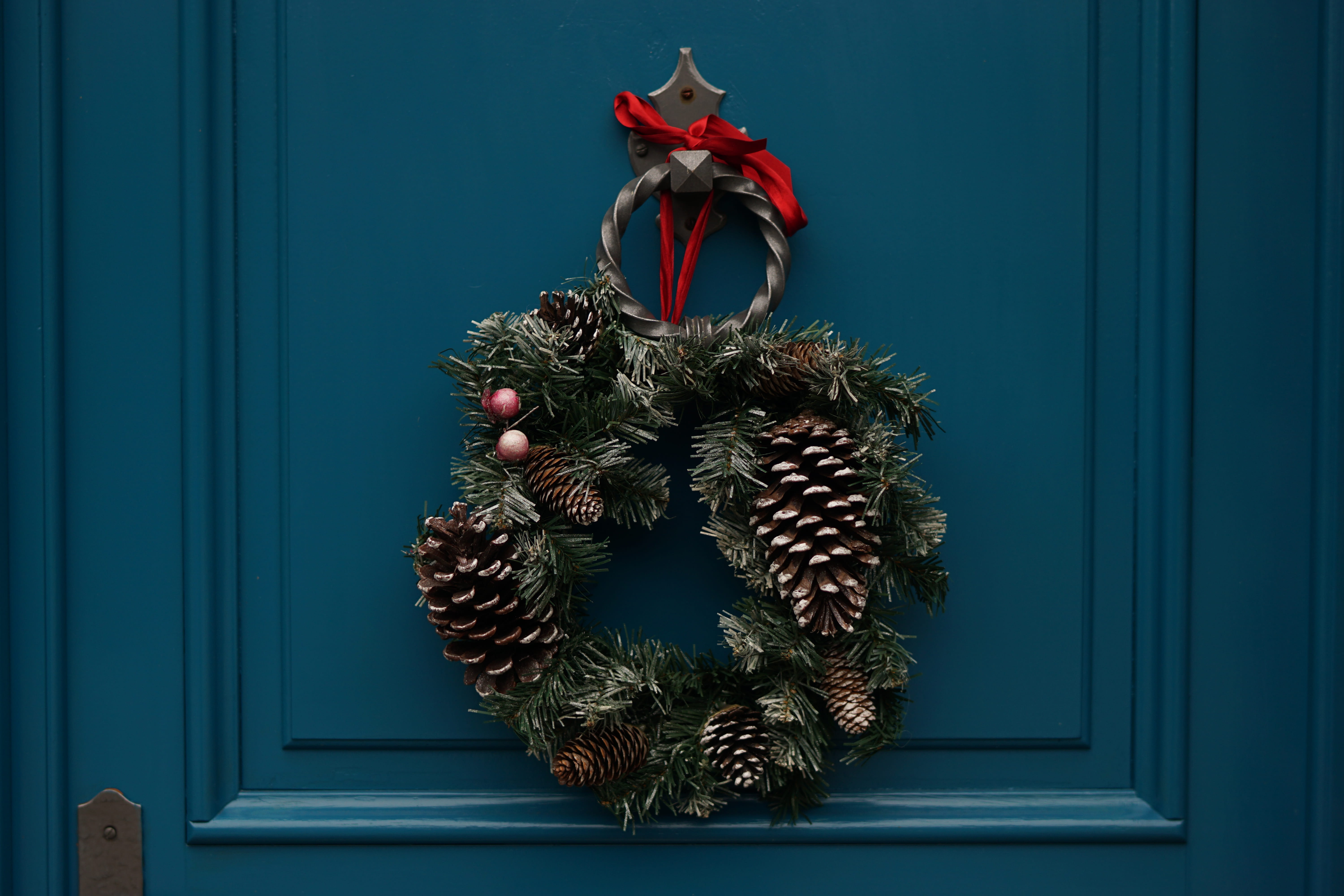 celebration, pine cone, knocker, 5K, festive, black, no people, entrance, indoors, christma, nature, cone, christmas tree, metal, pine, brown, christmas ornament, HD Wallpaper