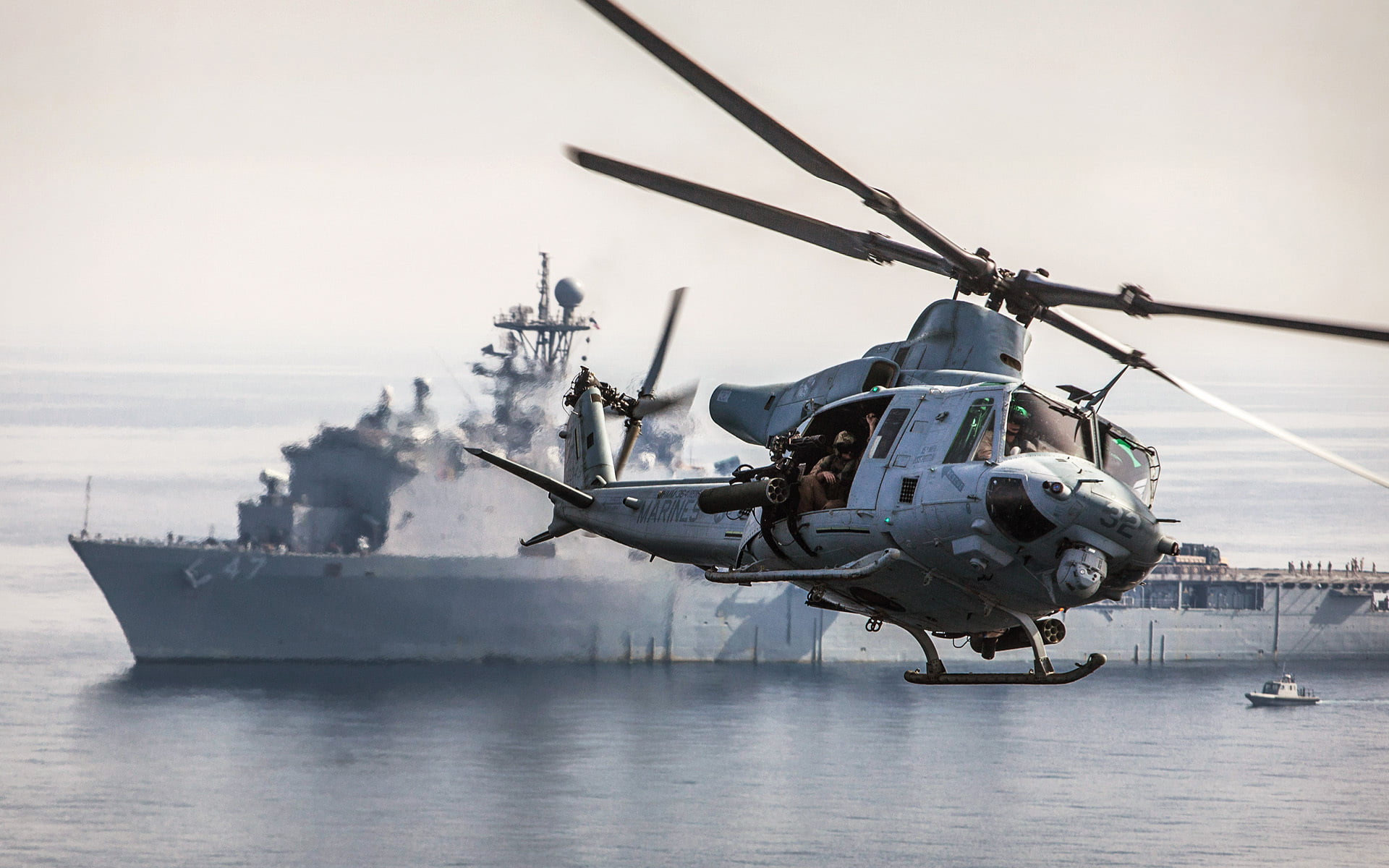 navy, airplane, military, no people, outdoors, flying, sea, marine corps, side view, nautical vessel, multipurpose, nature, white, 1080P, day, USA, air vehicle, HD Wallpaper