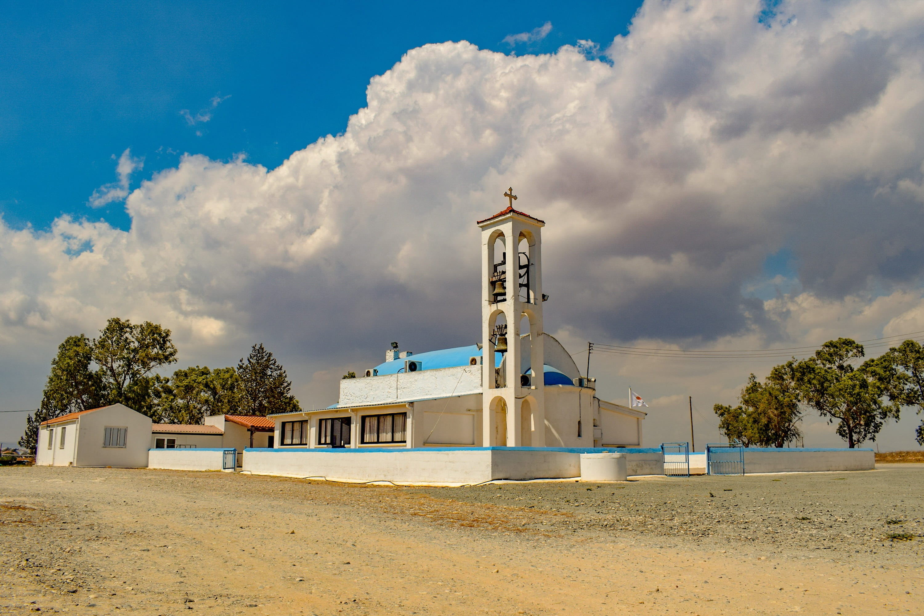 medieval, religion, dasaki achnas, building, spirituality, sunlight, architecture, cloud - sky, lighthouse, sky, plant, land, orthodox, 2K, built structure, HD Wallpaper