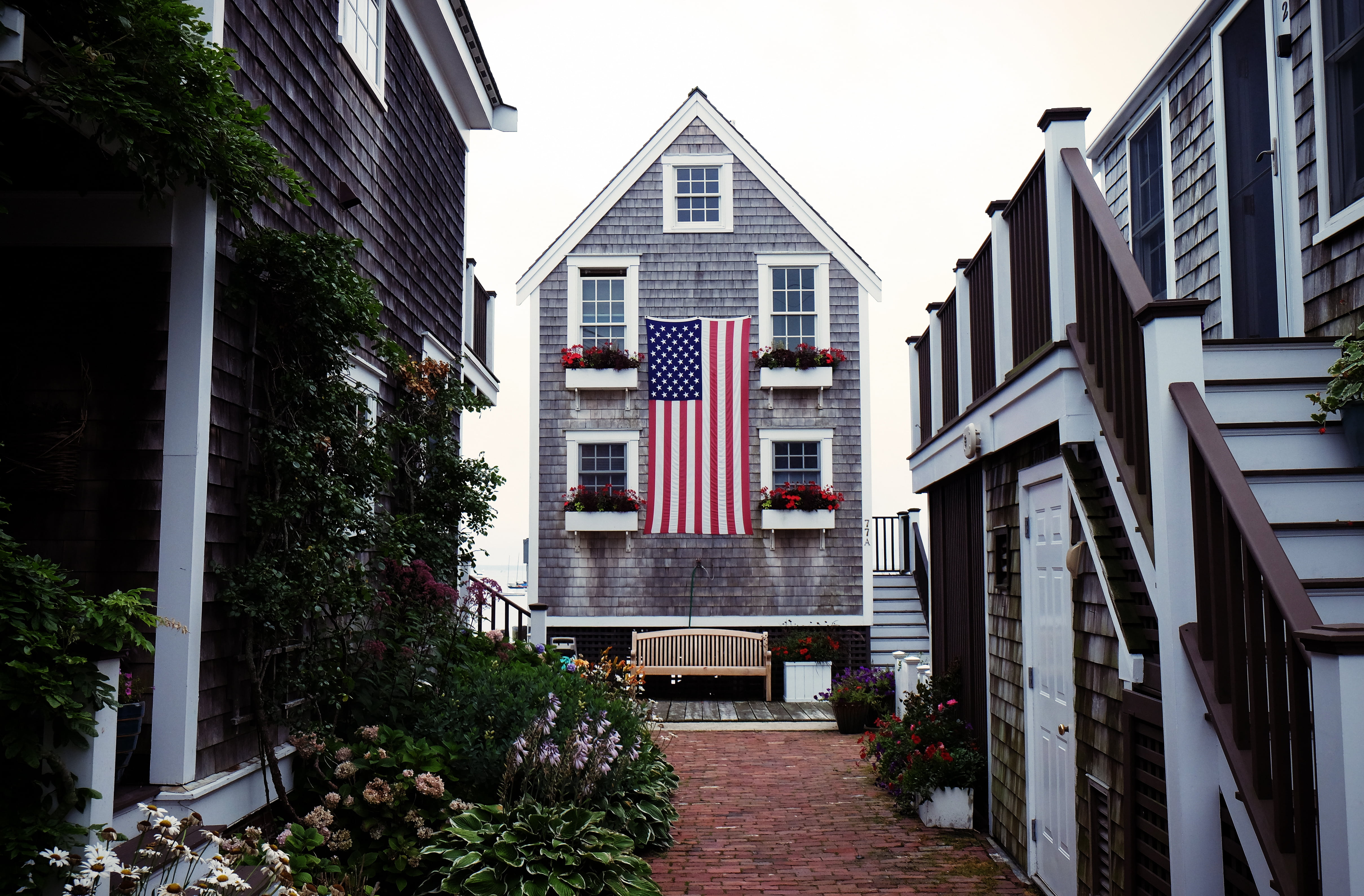 day, staircase, grey, no people, united states, steps, 4K, residential building, concrete, red, building exterior, built structure, beside, house, entrance, HD Wallpaper