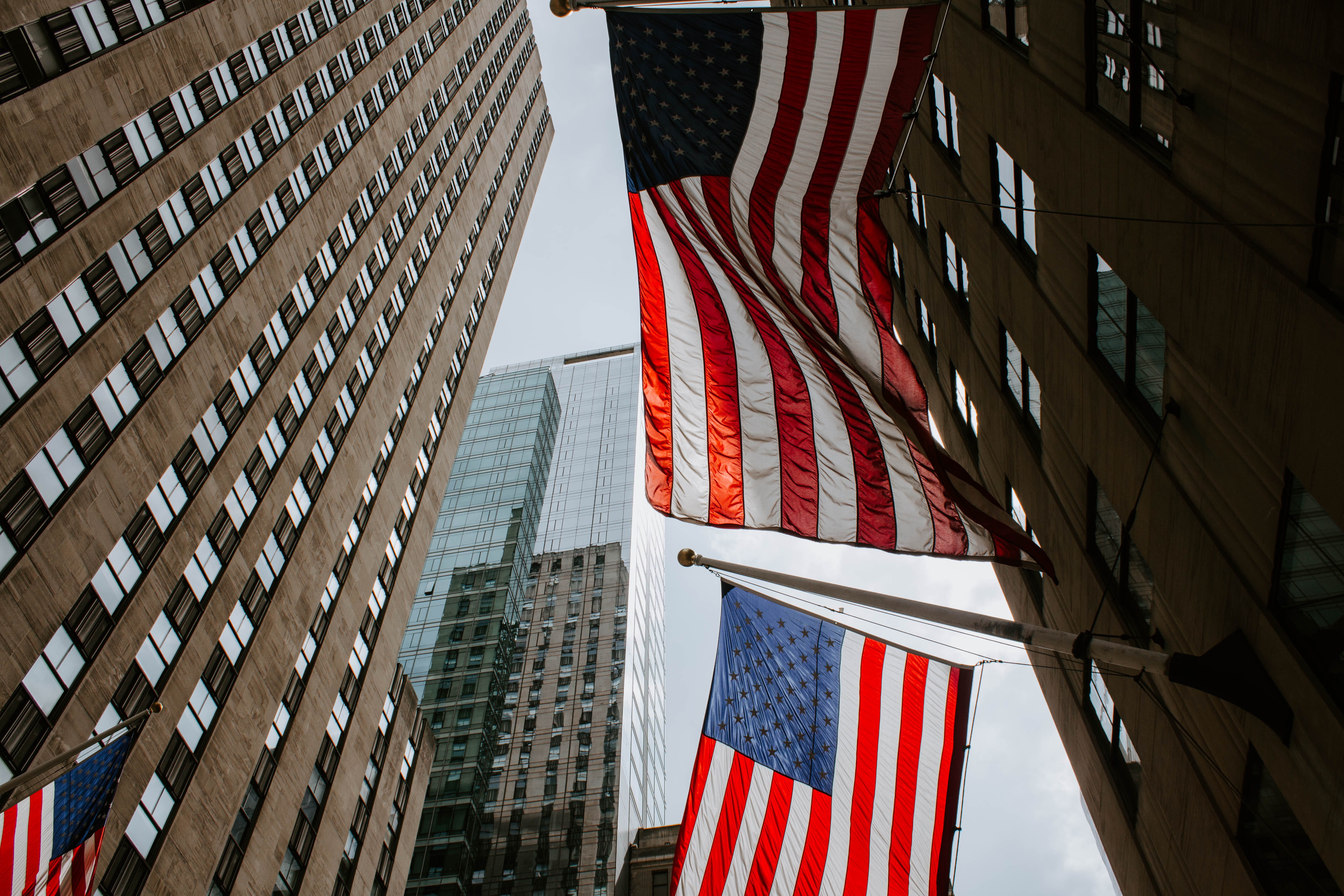day, america, united states, star shape, pole, independence, blue, financial district, new york, skyscraper, city, office building exterior, cityscape, HD Wallpaper