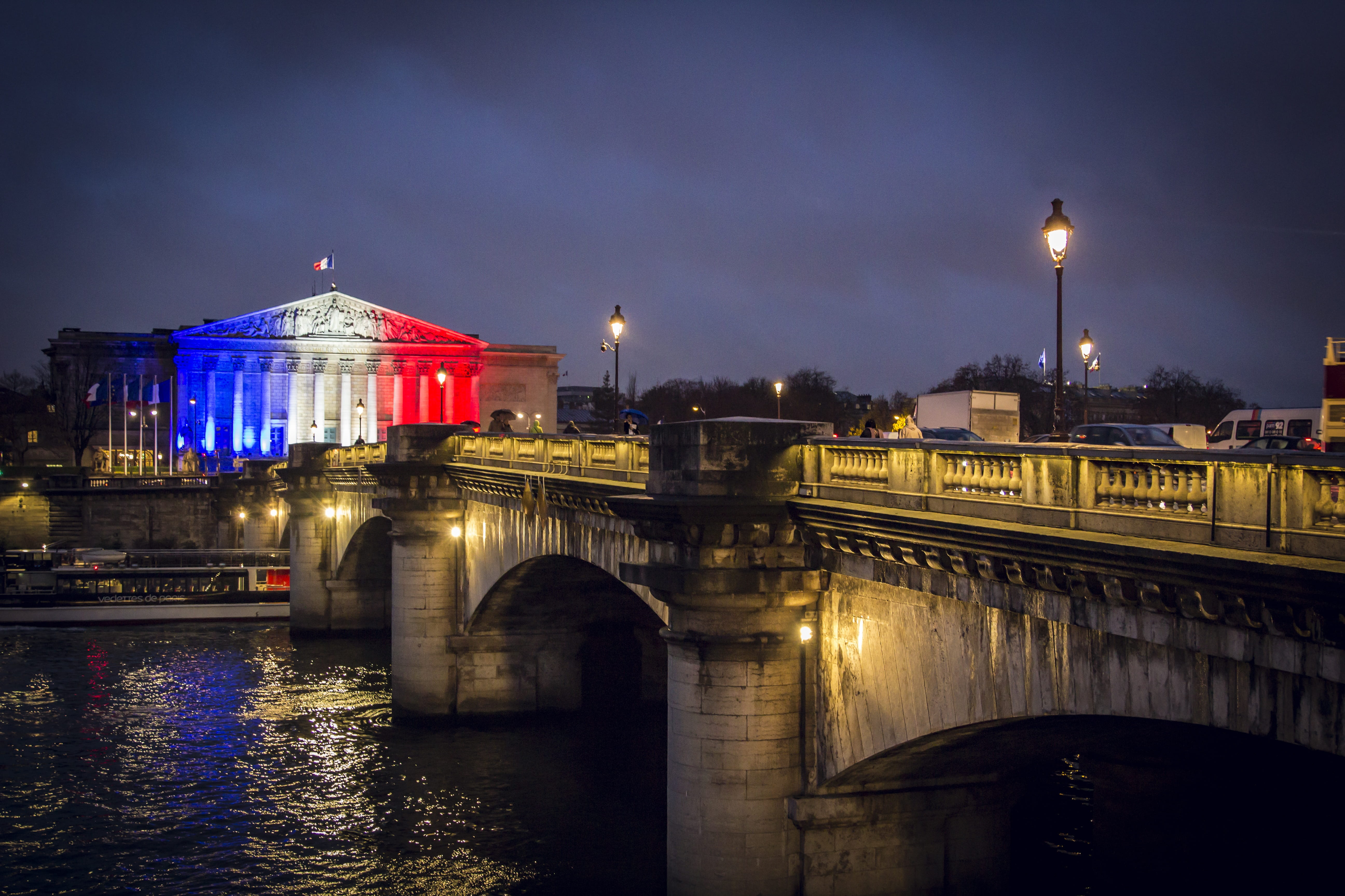 travel destinations, illuminated, transportation, river, water, government, bridge, dusk, 5K, built structure, near, famous, night, arch bridge, europe, HD Wallpaper
